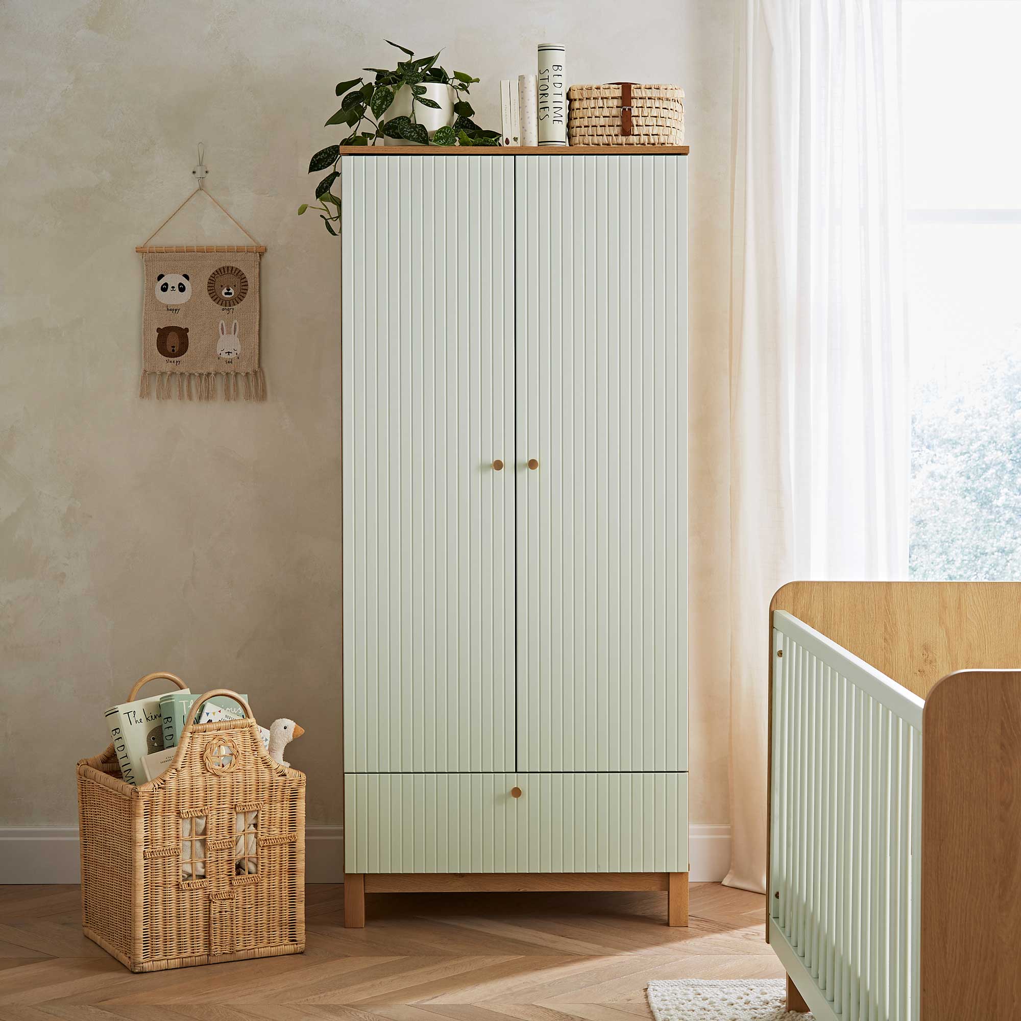 CuddleCo Remi 3 Piece Set in Oak/Green Nursery Room Sets