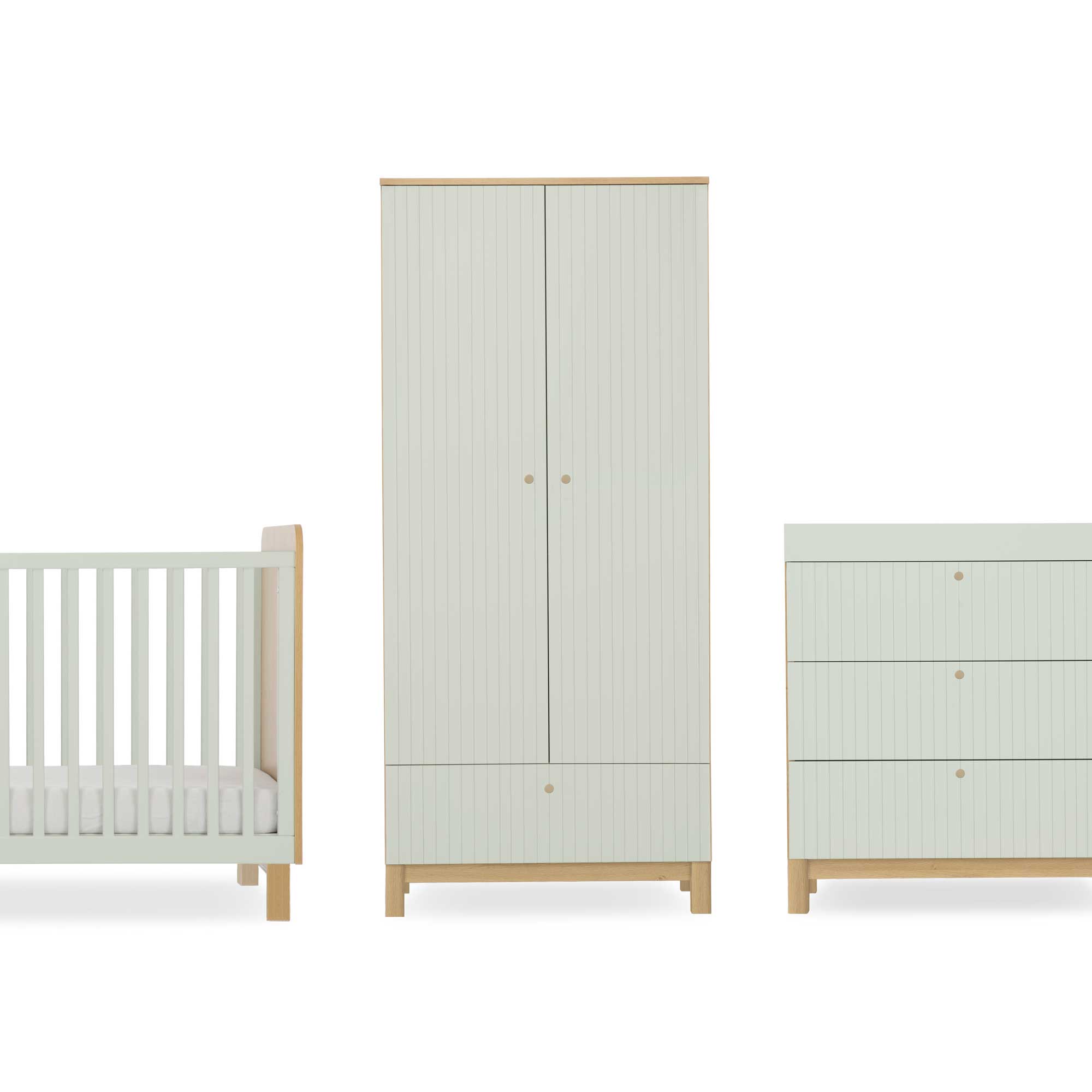 CuddleCo Remi 3 Piece Set in Oak/Green Nursery Room Sets