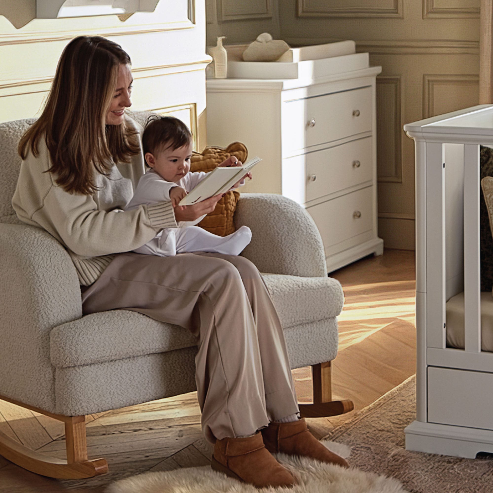 CuddleCo Etta Cuddle Chair in Boucle Mushroom Nursing Chairs