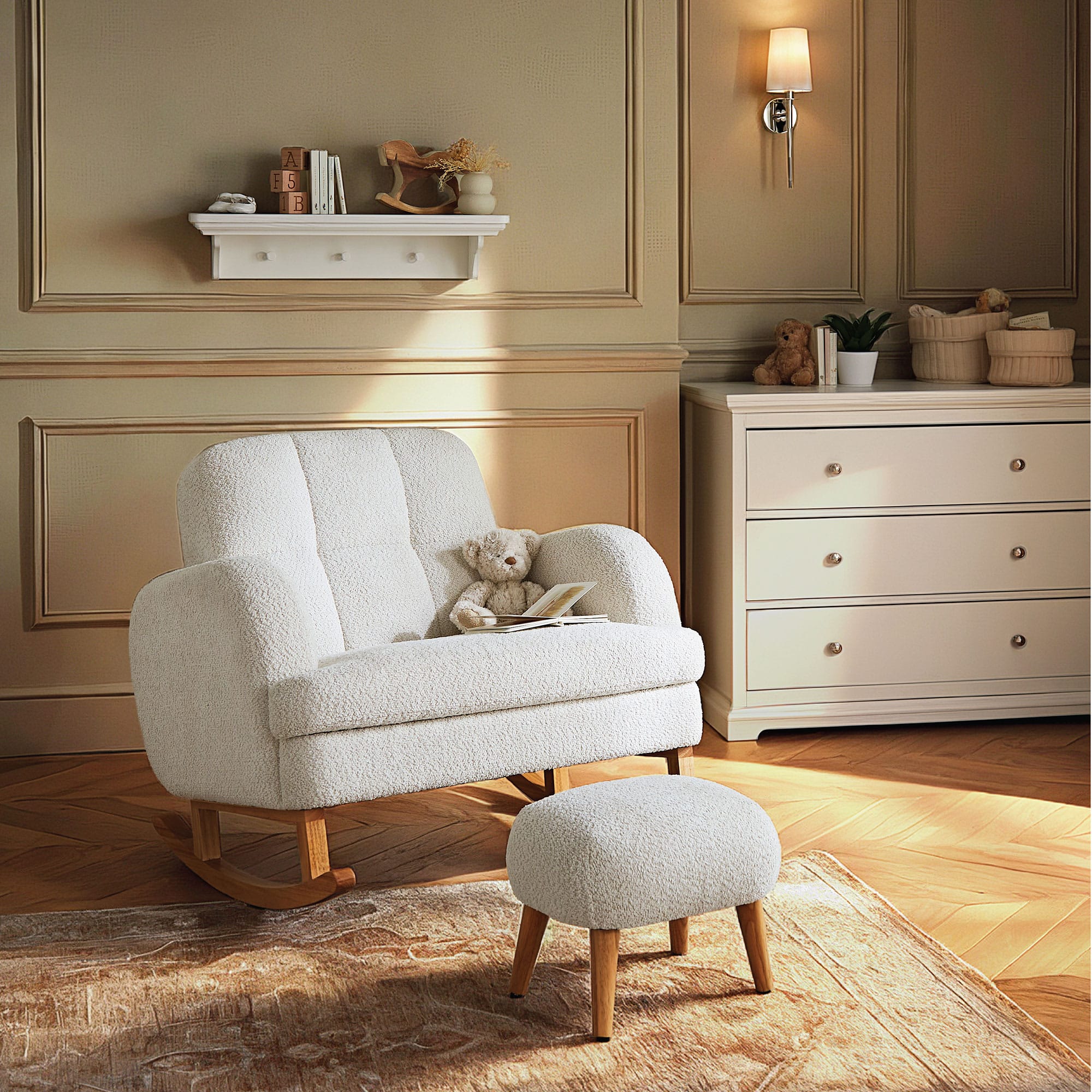 CuddleCo Etta Cuddle Chair in Boucle Off-White Nursing Chairs