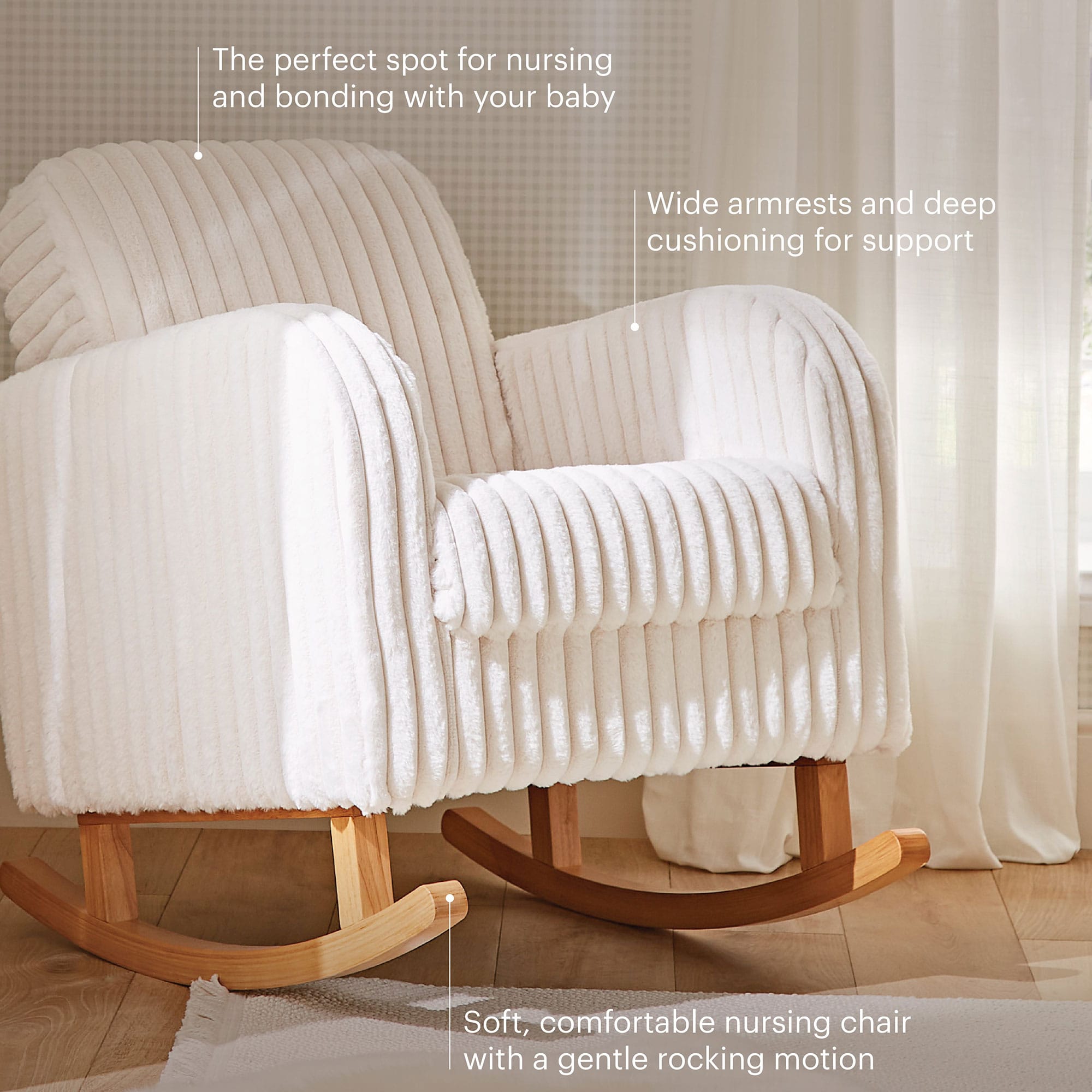 CuddleCo Etta Nursing Chair in Faux Fur Cream Nursing Chairs