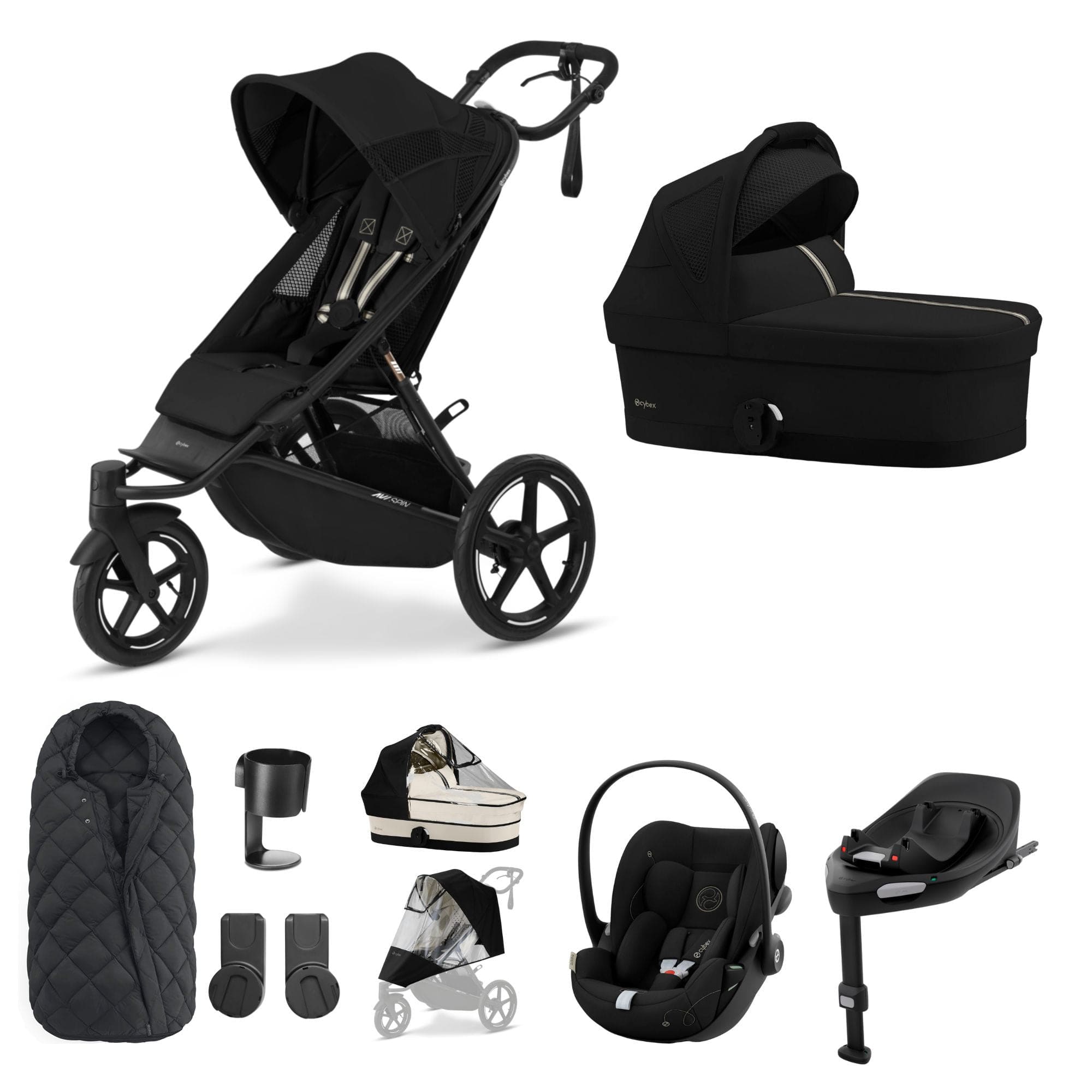 Cybex Avi Spin Luxury Bundle in Moon Black 3 Wheeler Pushchair Bundles 16241-MOO-BLK-1 4063846468102