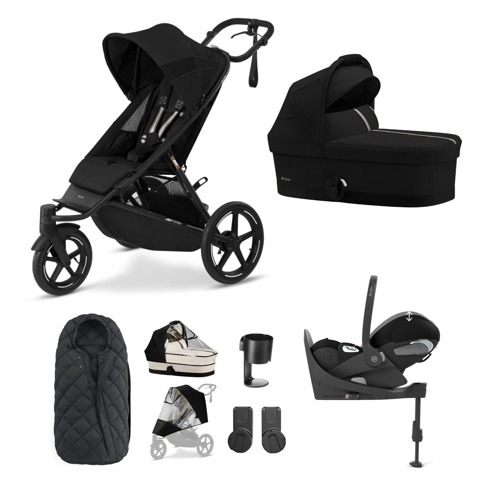 Cybex Avi Spin Luxury Bundle in Moon Black 3 Wheeler Pushchair Bundles 16241-MOO-BLK-3 4063846468102