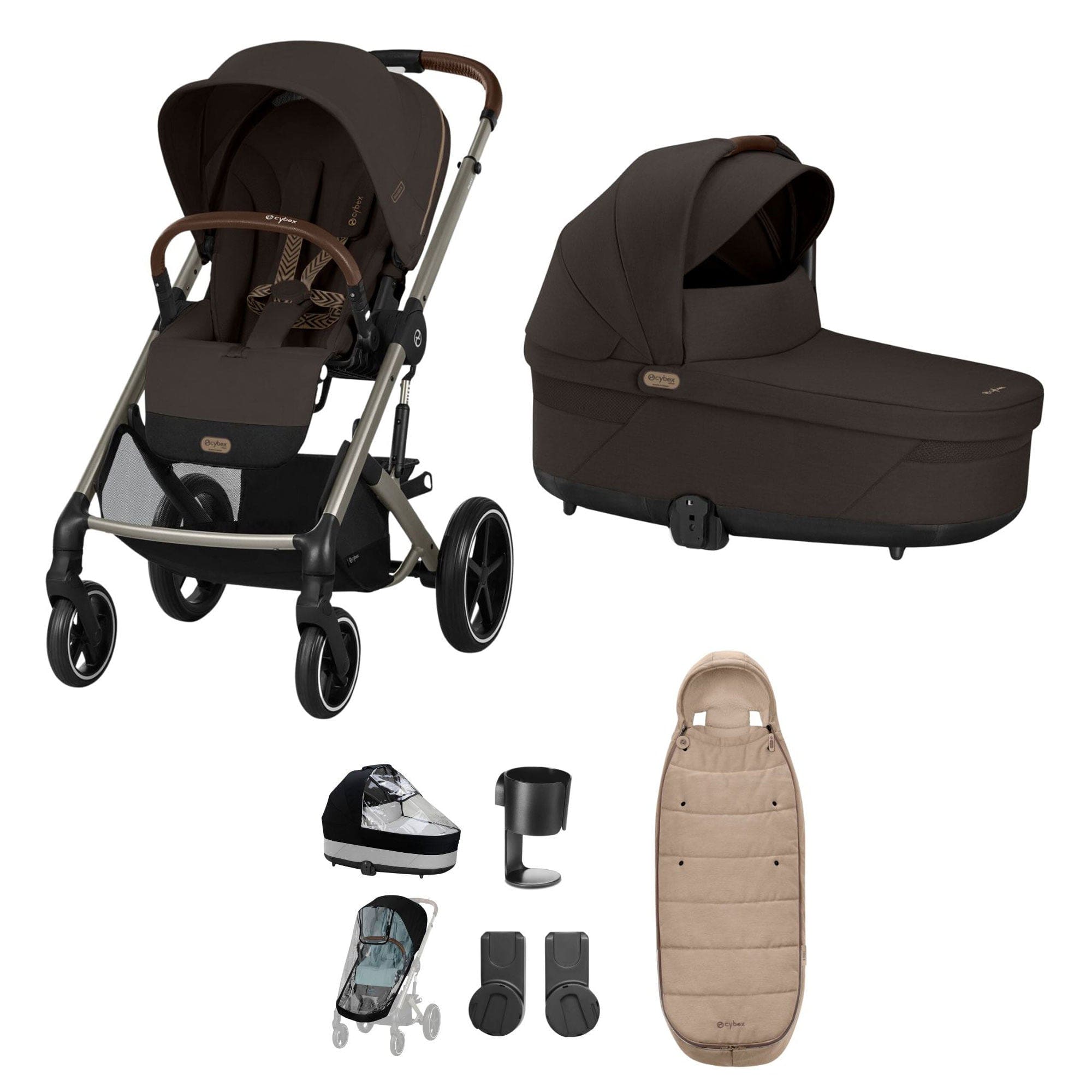 Cybex Balios S Lux Essential Bundle in Taupe/Chocolate Brown Baby Prams 19403-ESS-CHB-2 4063846511273