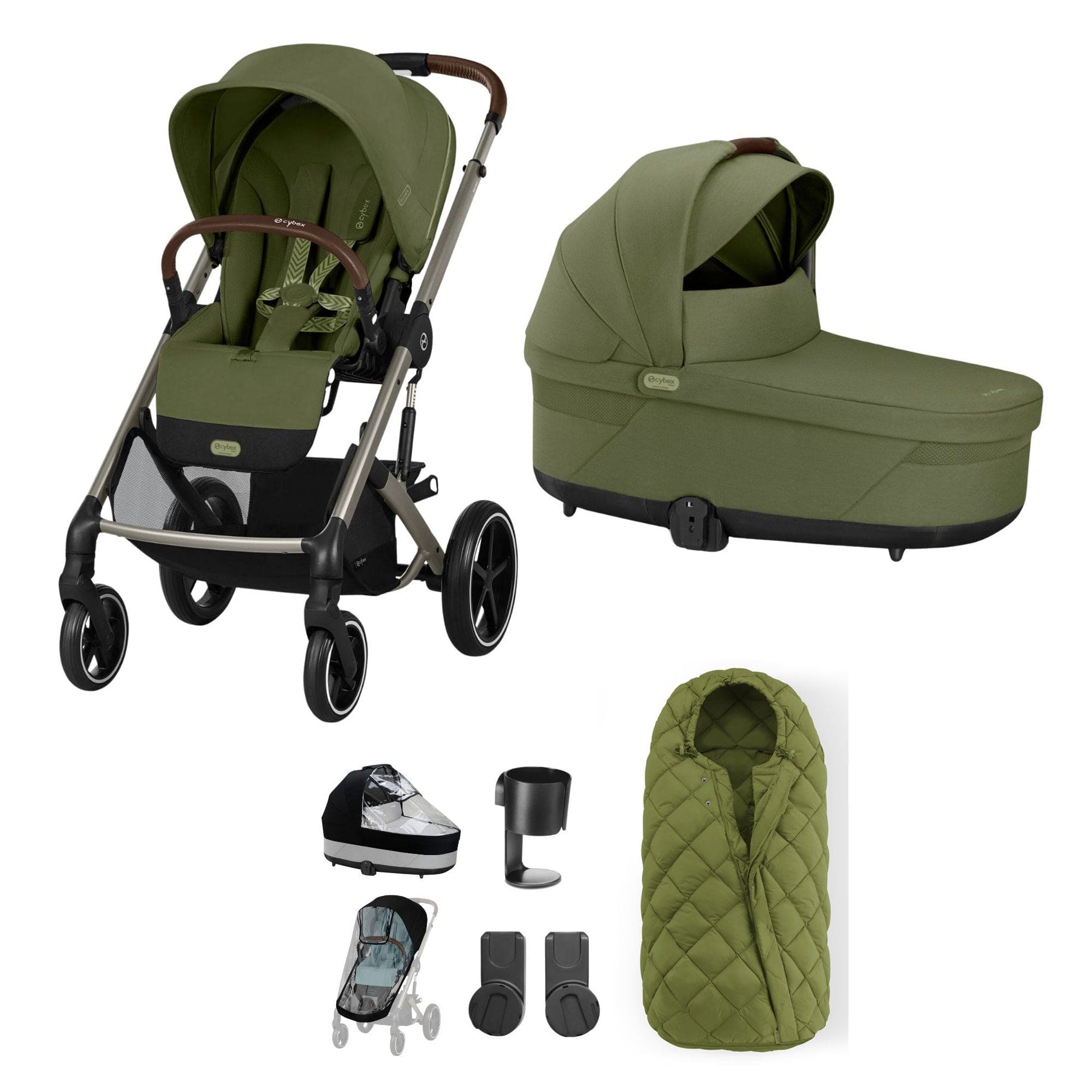 cybex balios s lux 3 Cybex Balios S Lux Essential Bundle in Taupe/Moss Green