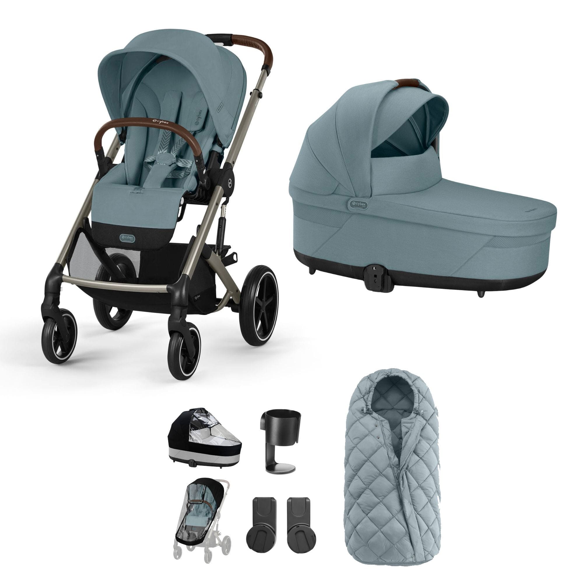Cybex Balios S Lux Essential Bundle in Taupe/Stormy Blue Baby Prams 12753-TPE-SKY-BLU 4063846318049