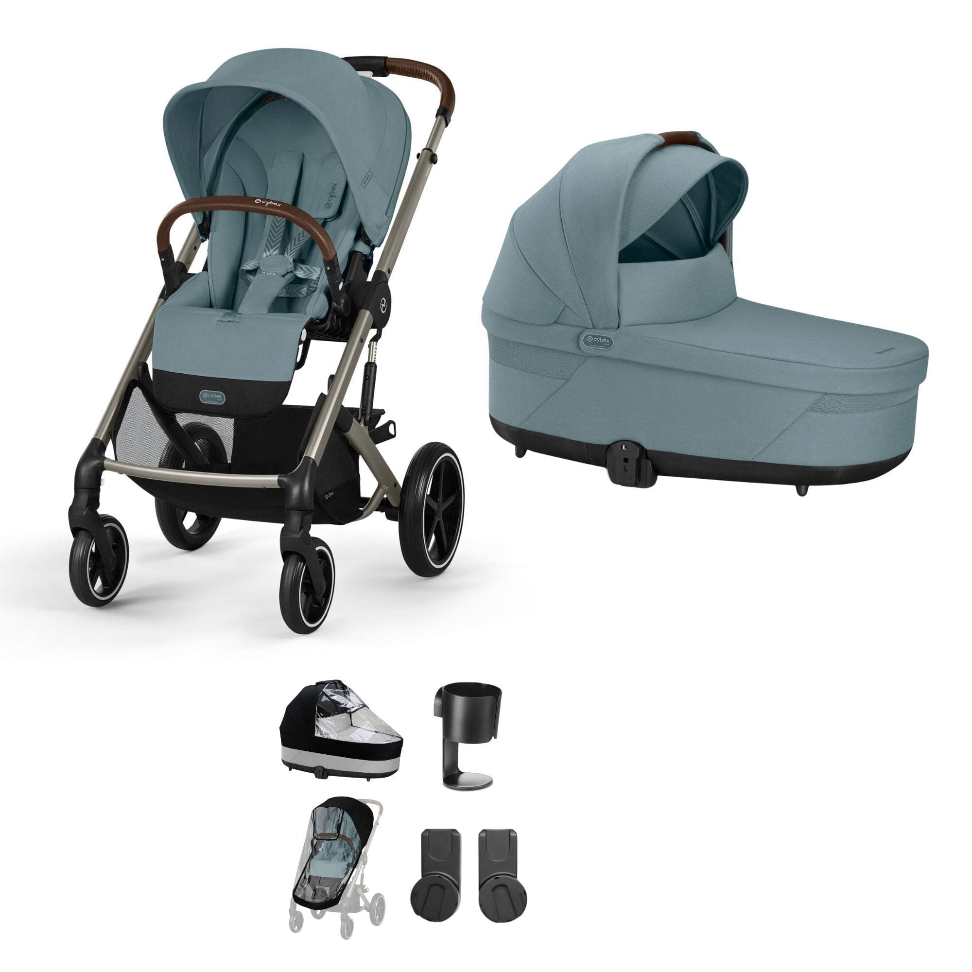 cybex footmuff balios Cybex Balios S Lux Essential Bundle in Taupe/Stormy Blue