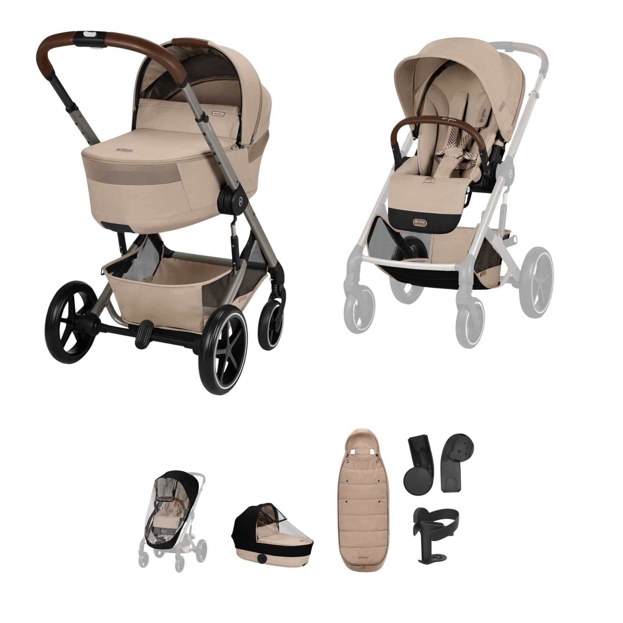 Cybex Balios S Lux Foldable Carrycot Accessory Bundle in Almond Beige Baby Prams 23028-BAL-ACC-ALM-1 4063846591718