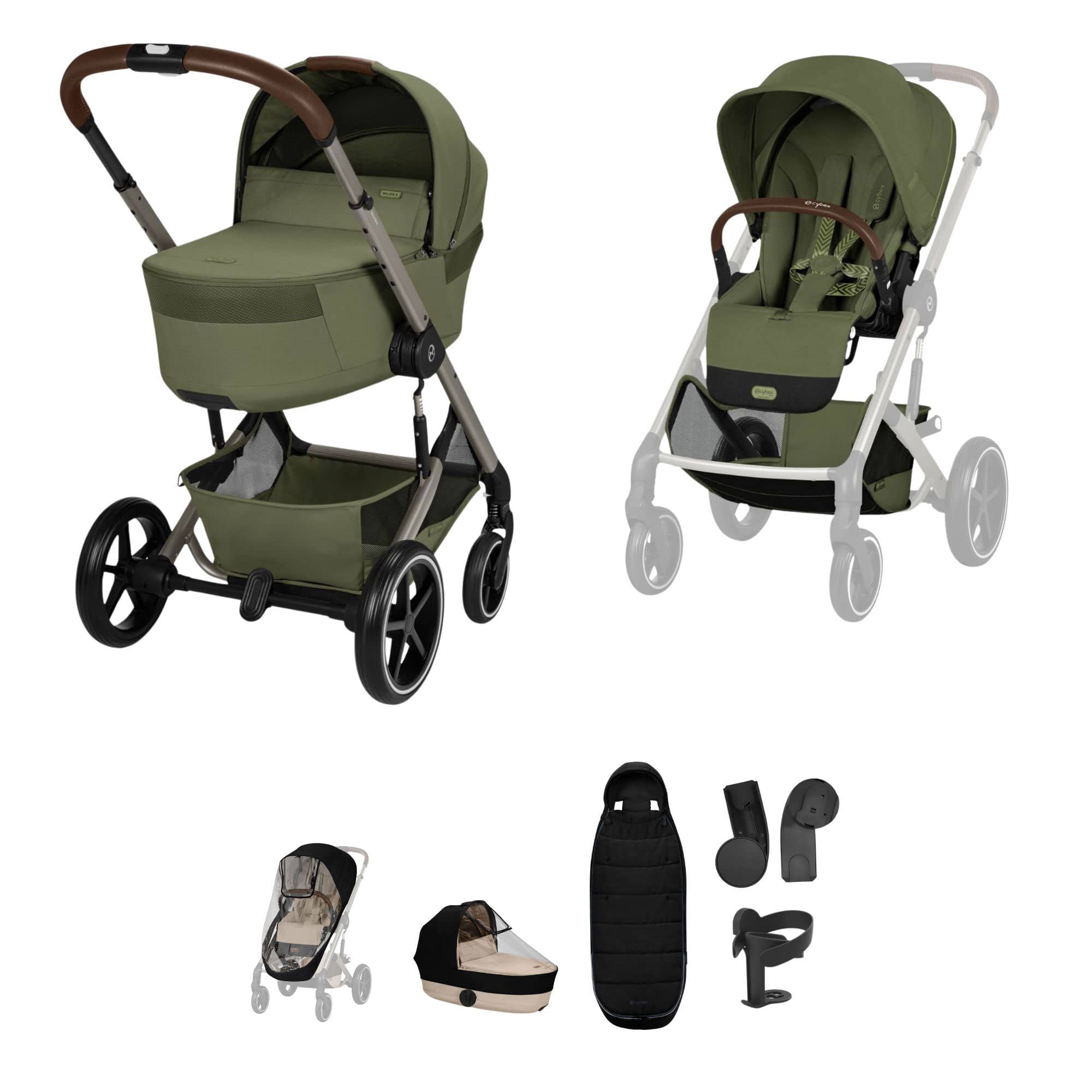 Cybex Balios S Lux Foldable Carrycot Accessory Bundle in Moss Green Baby Prams 23030-BAL-ACC-MOS-1 4063846591756