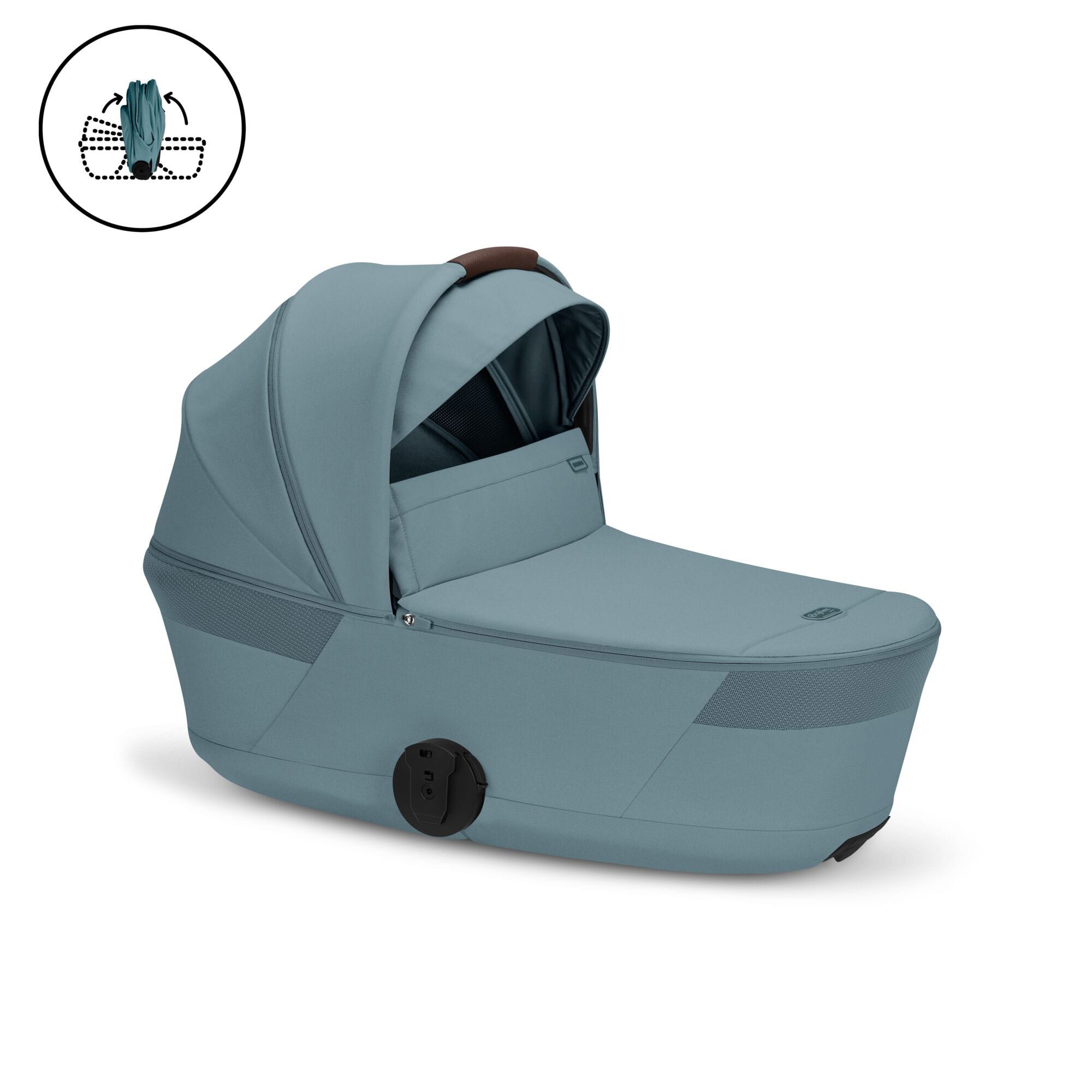 Cybex Balios S Lux Foldable Carrycot Accessory Bundle in Stormy Blue Baby Prams