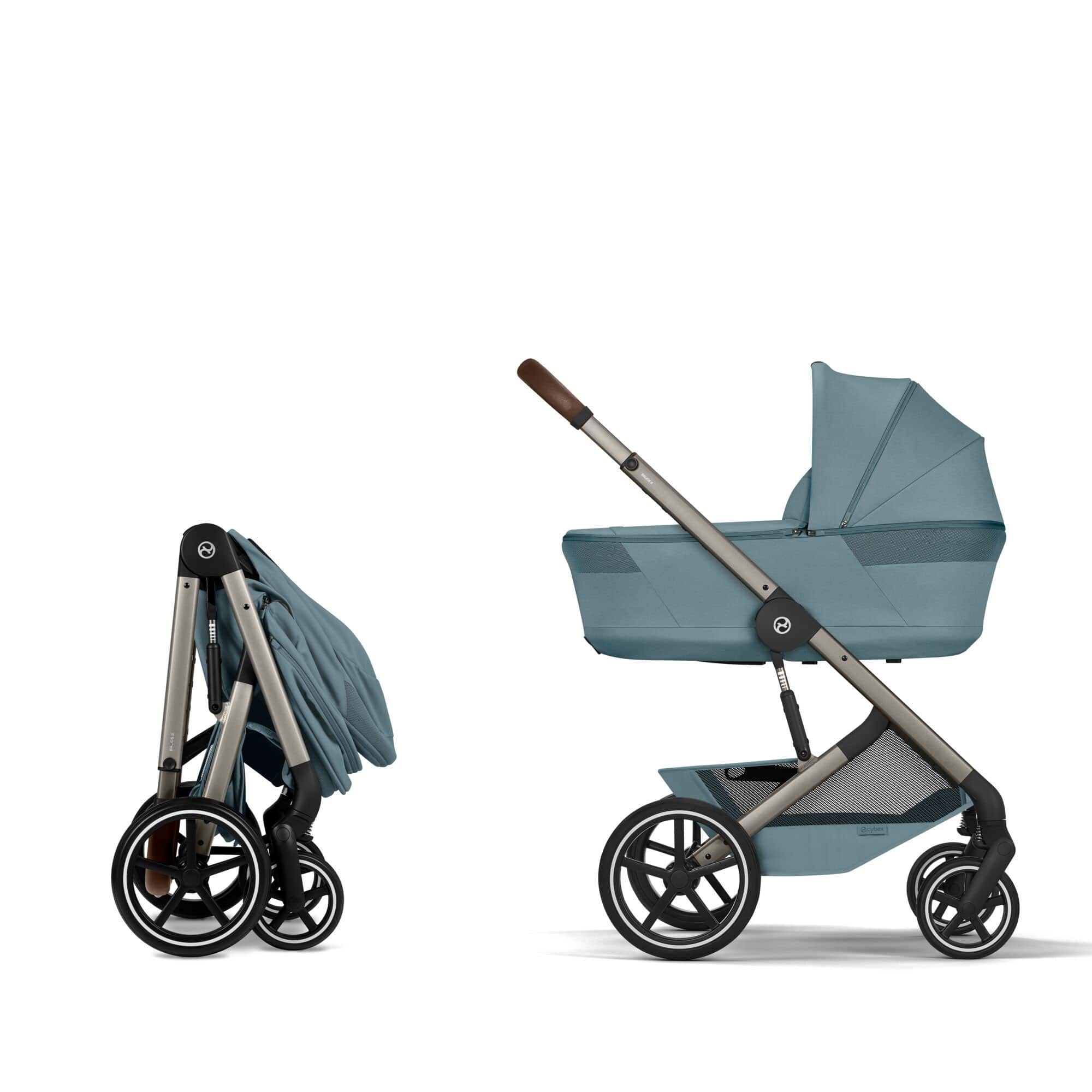 Cybex Balios S Lux Foldable Carrycot Accessory Bundle in Stormy Blue