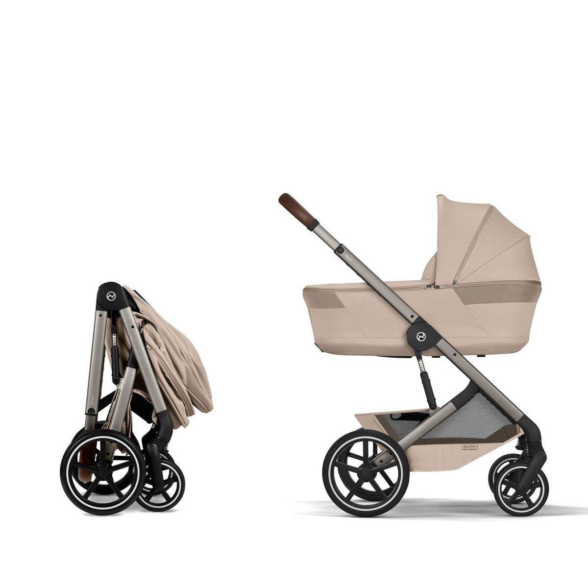 Cybex Balios S Lux Pushchair with Foldable Carrycot in Almond Beige Baby Prams 526001691 4063846591718