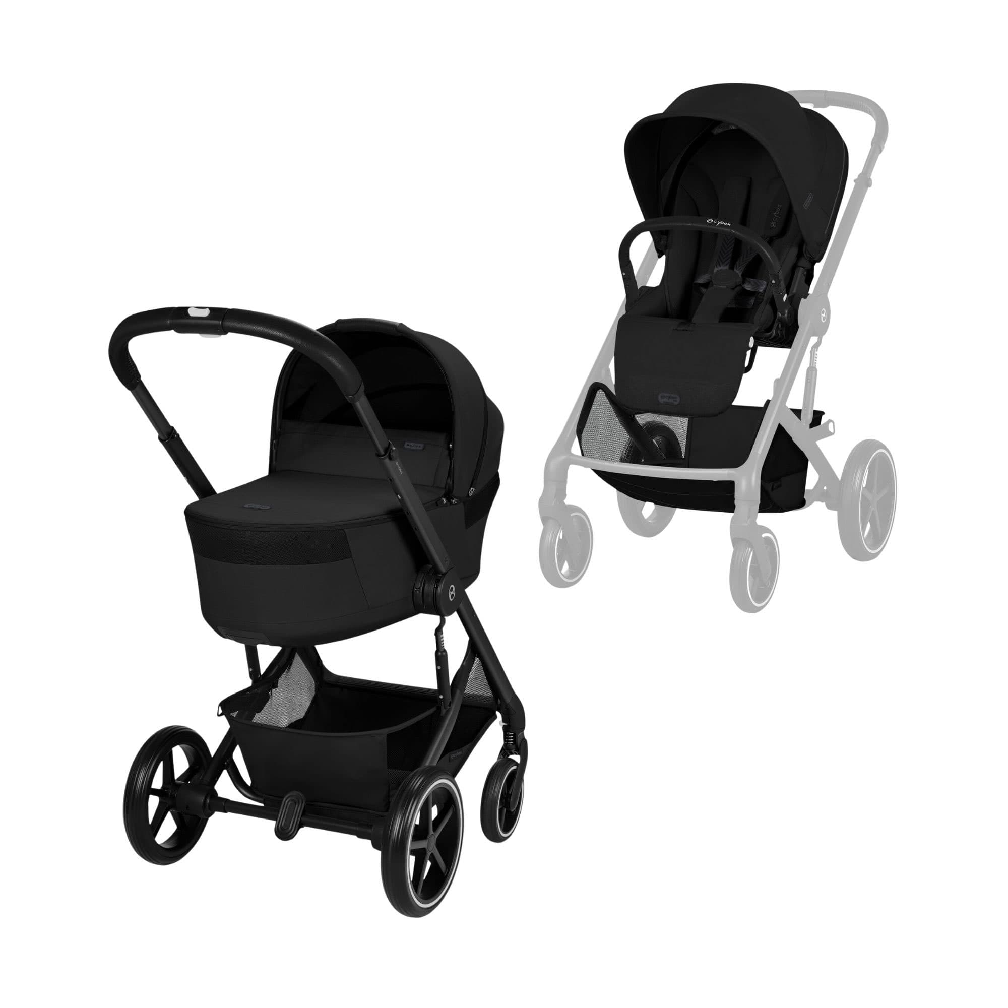 Cybex Balios S Lux Pushchair with Foldable Carrycot in Moon Black Baby Prams 526001679 4063846591633