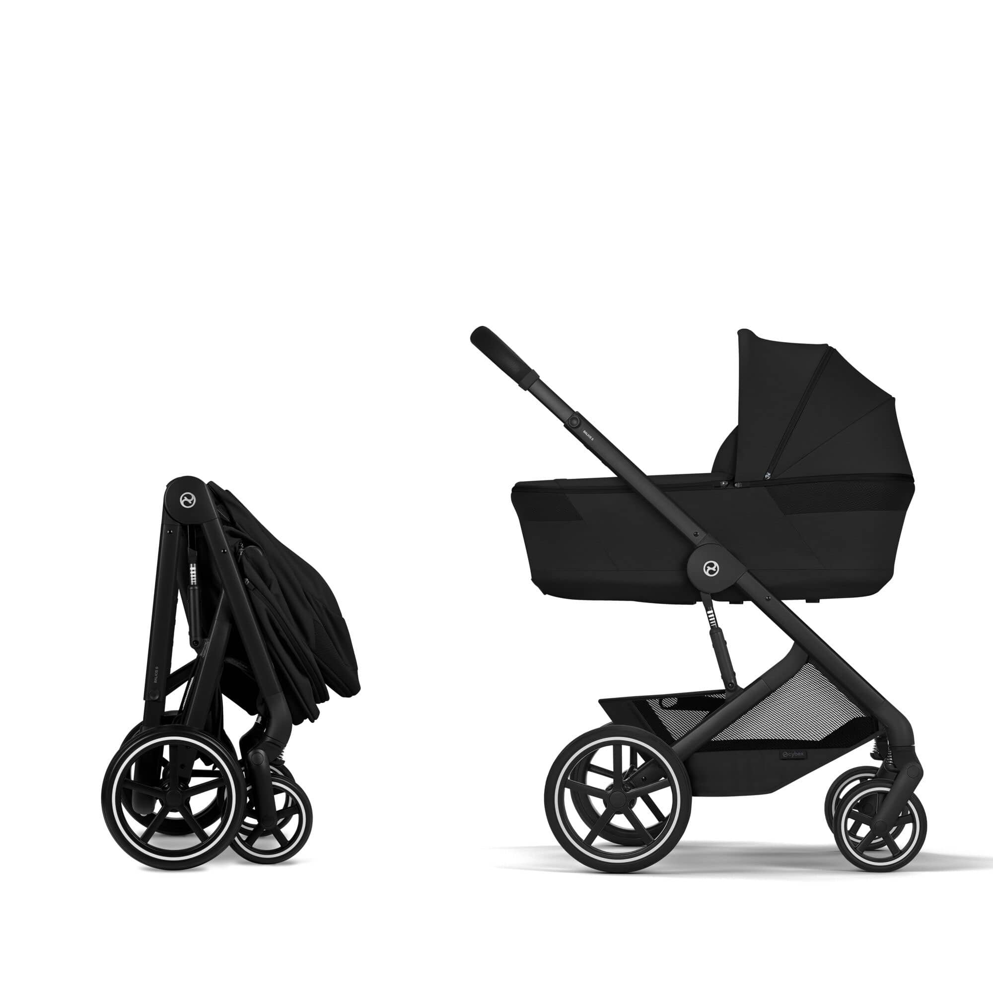 Cybex Balios S Lux Pushchair with Foldable Carrycot in Moon Black Baby Prams 526001679 4063846591633