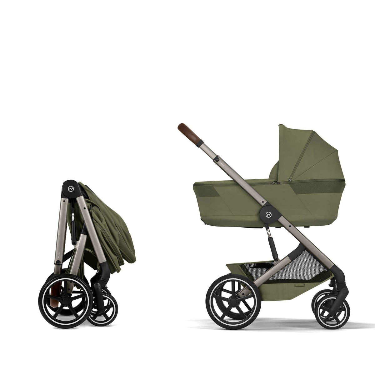 Cybex Balios S Lux Pushchair with Foldable Carrycot in Moss Green Baby Prams 526001697 4063846591756