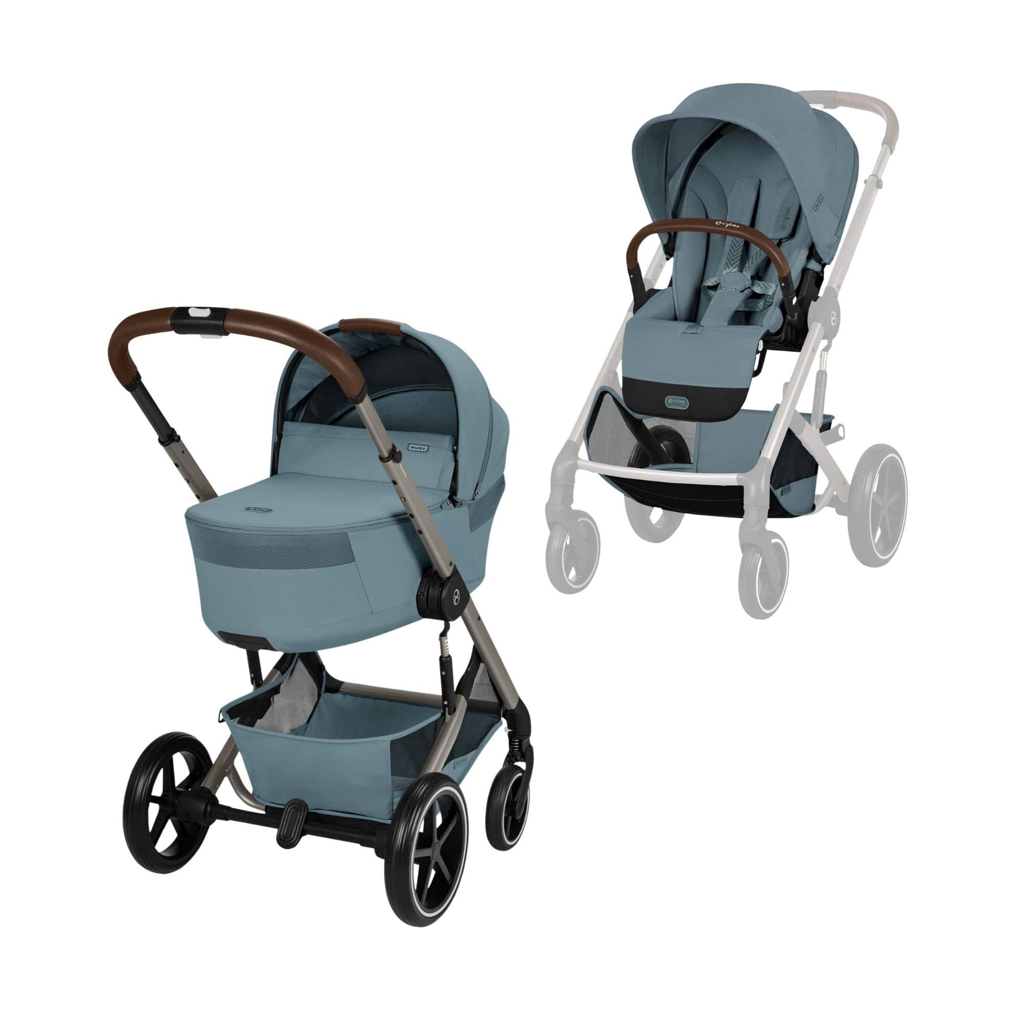 Cybex Balios S Lux Pushchair with Foldable Carrycot in Stormy Blue Baby Prams 526001685 4063846591671
