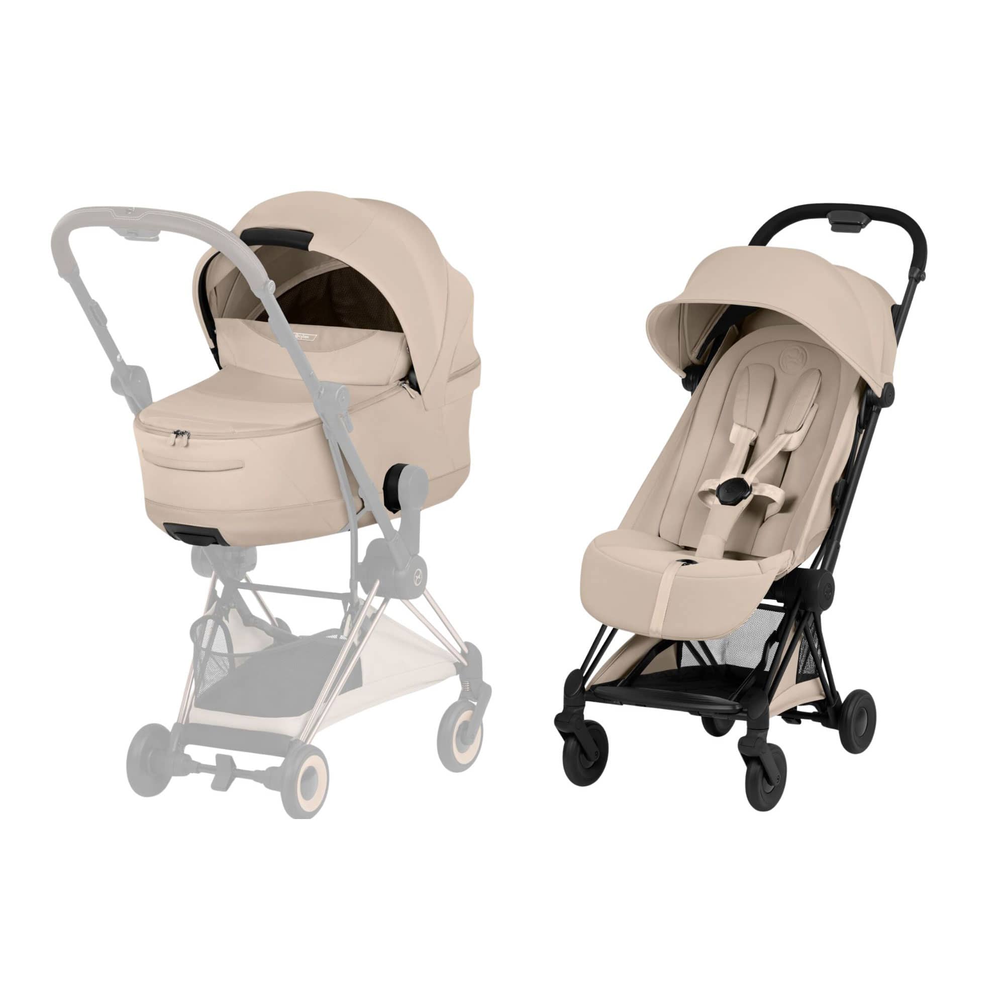 Cybex Coya Pushchair Set - Style Collection in Matt Black/Cozy Beige Baby Prams 21979-MB-COZ-BEI 4063846561445