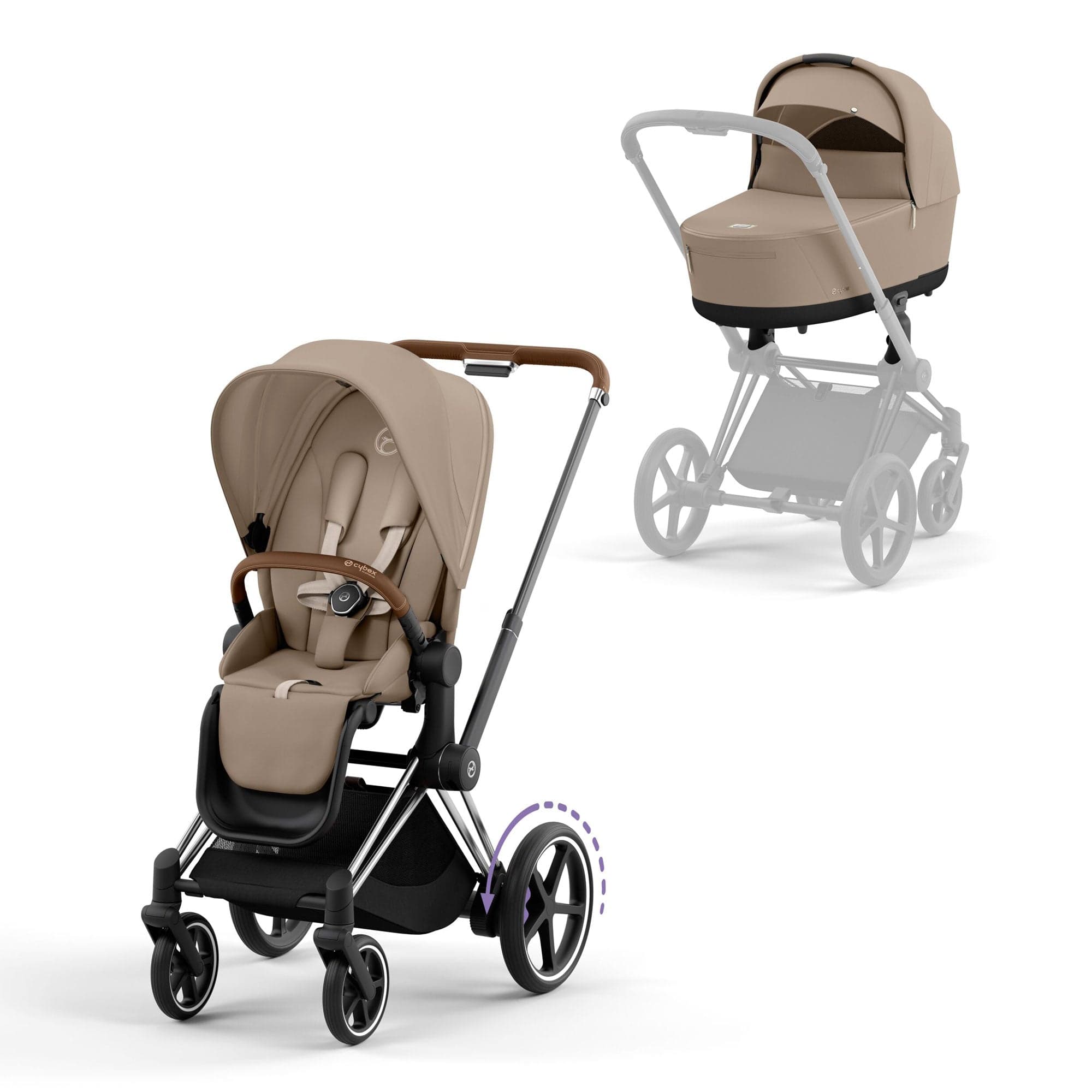 Cybex e-Priam & Lux Cot in Cozy Beige Baby Prams 16748-CH-BRN-BGE 4063846452576