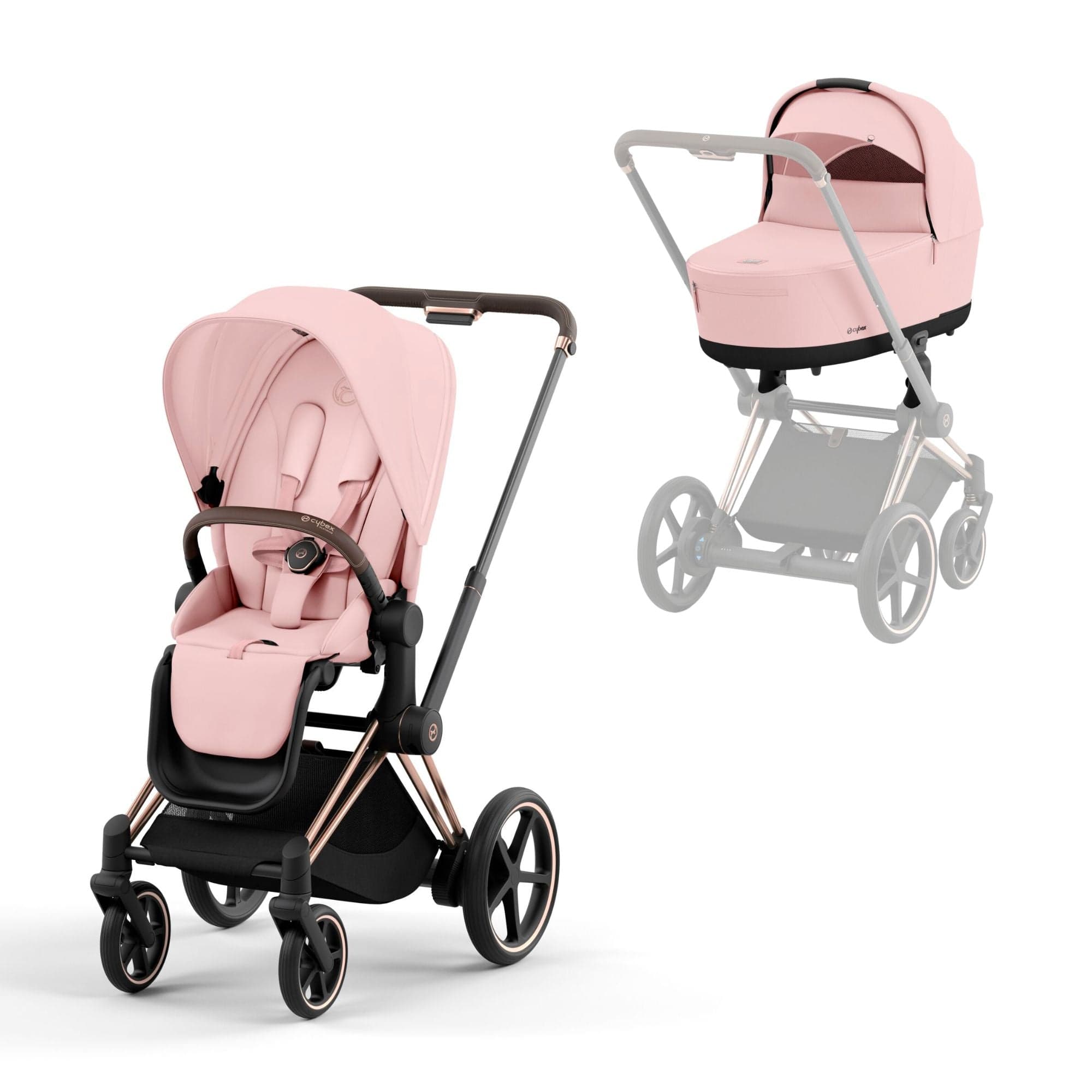 Cybex e-Priam Lux Cot in Peach Pink