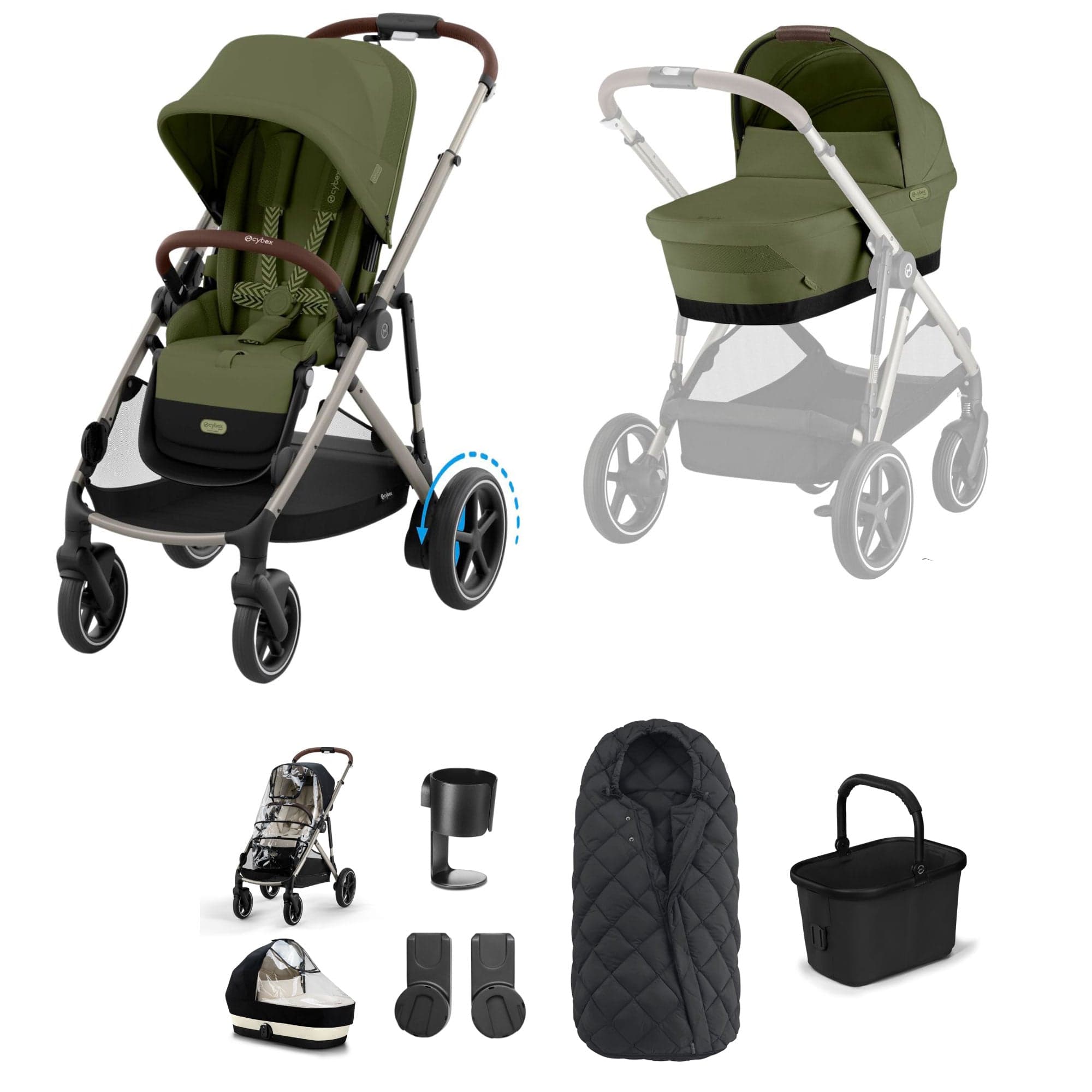 cybex pram bundle Cybex eGazelle S Essential Bundle in Moss Green