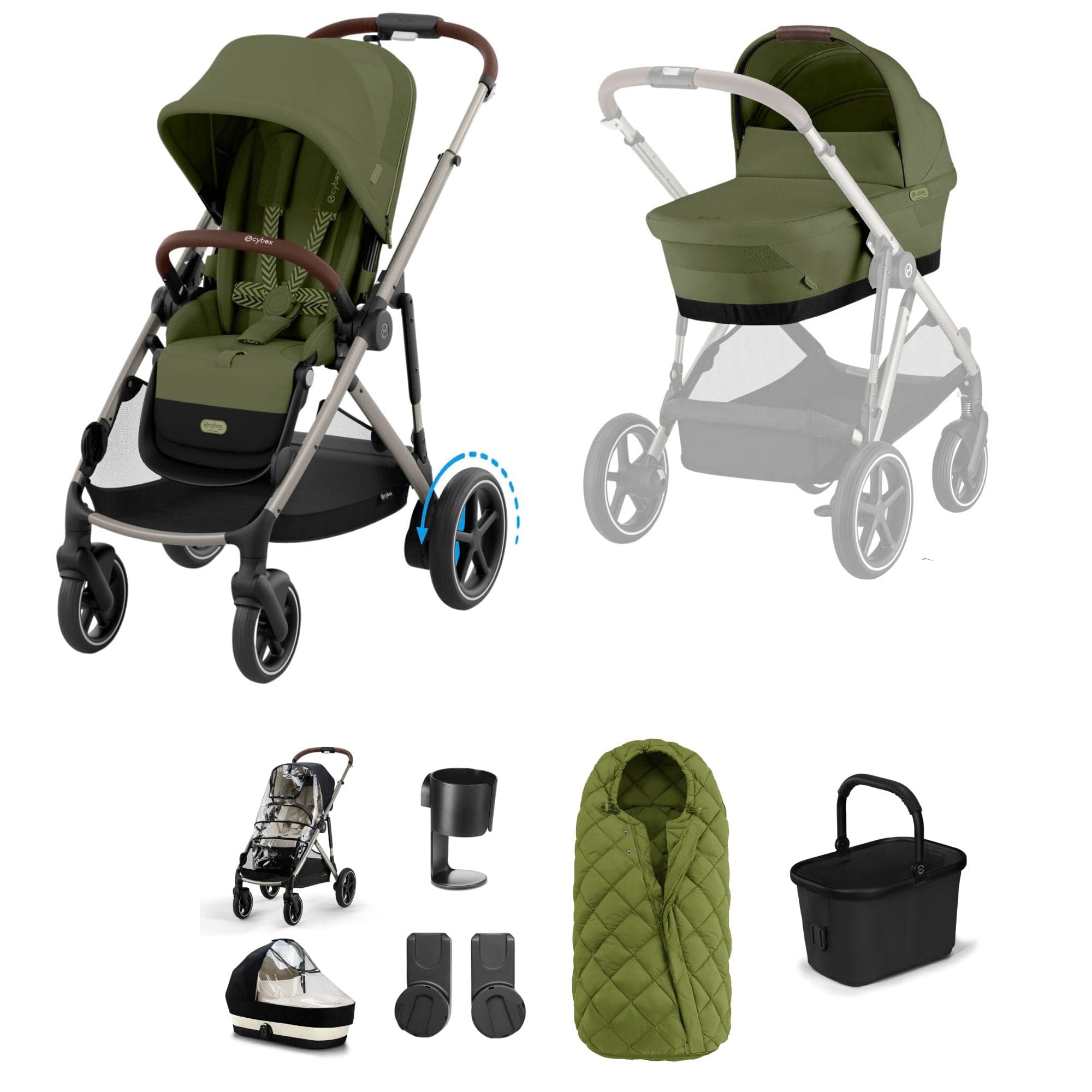 Cybex eGazelle S Essential Bundle in Moss Green Baby Prams 19525-eGAZ-ESS-MOS-3