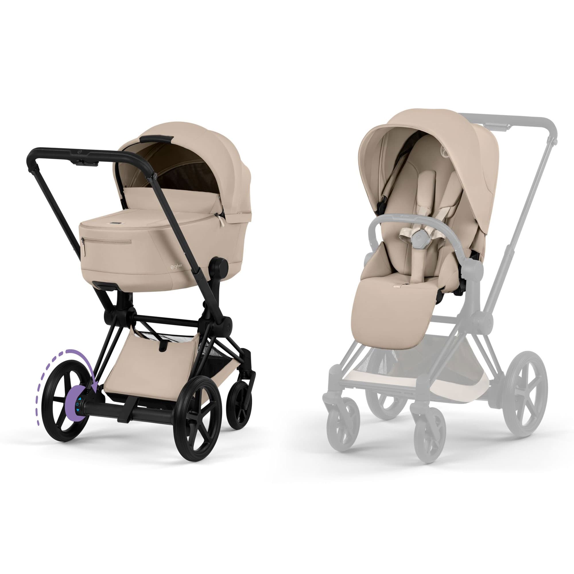 Cybex ePriam Pushchair Set - Comfort Collection in Cozy Beige Baby Prams 526000067 4063846549573