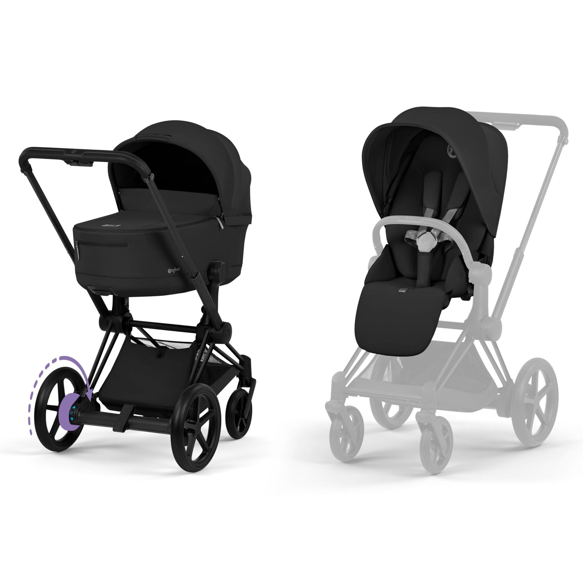 Cybex ePriam Pushchair Set - Comfort Collection in Sepia Black Baby Prams 526000055 4063846549504
