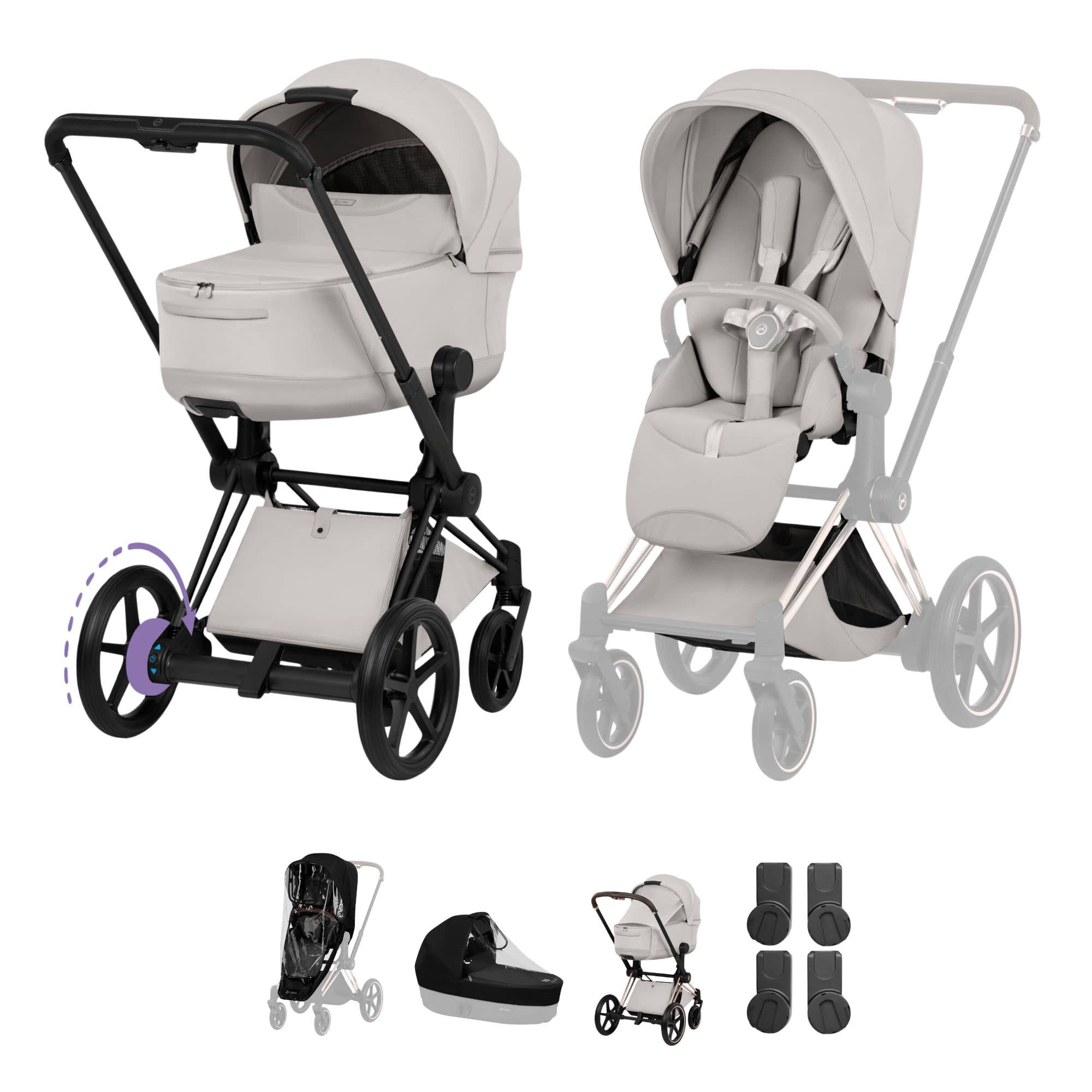 Cybex ePriam Pushchair Set - Style Collection in City Grey Baby Prams 21827-MB-CIT-GRY 4063846550982