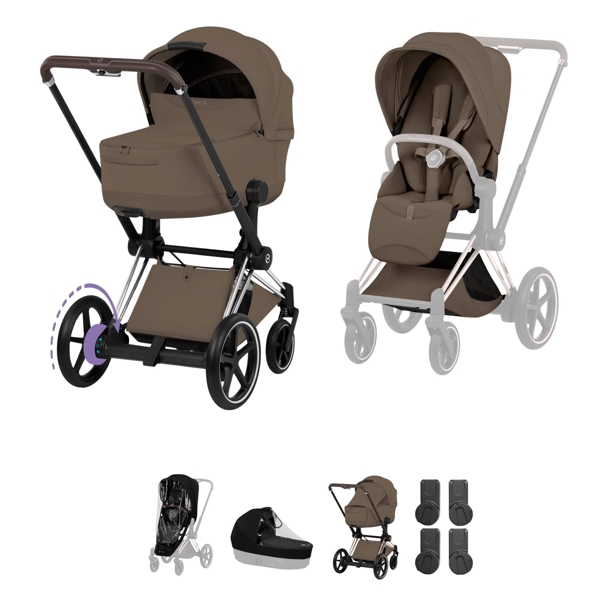 Cybex ePriam Pushchair Set - Style Collection in Coconut Brown Baby Prams 21827-CB-NUT-BRN 4063846590148