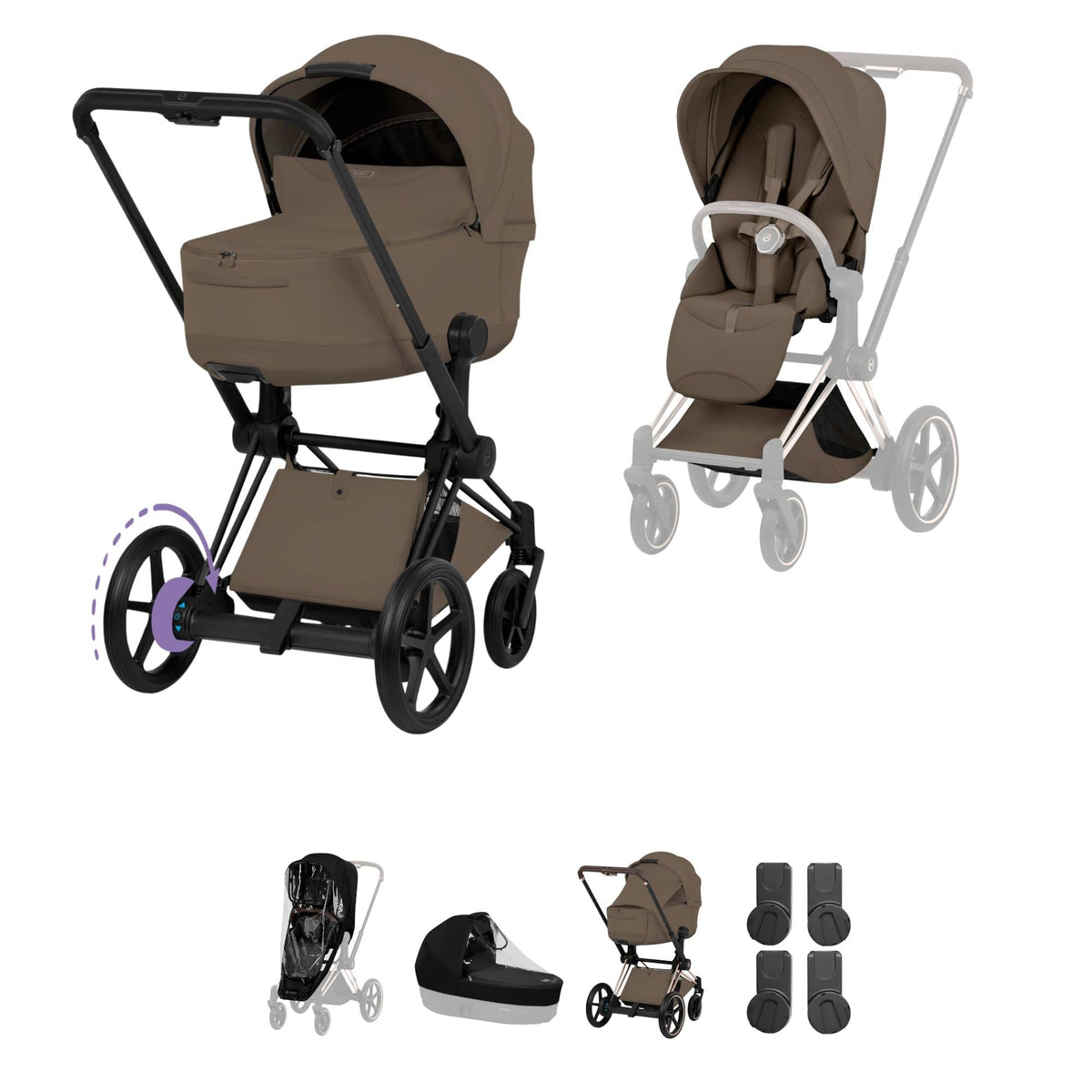 Cybex ePriam Pushchair Set - Style Collection in Coconut Brown Baby Prams 21827-MB-NUT-BRN 4063846590148