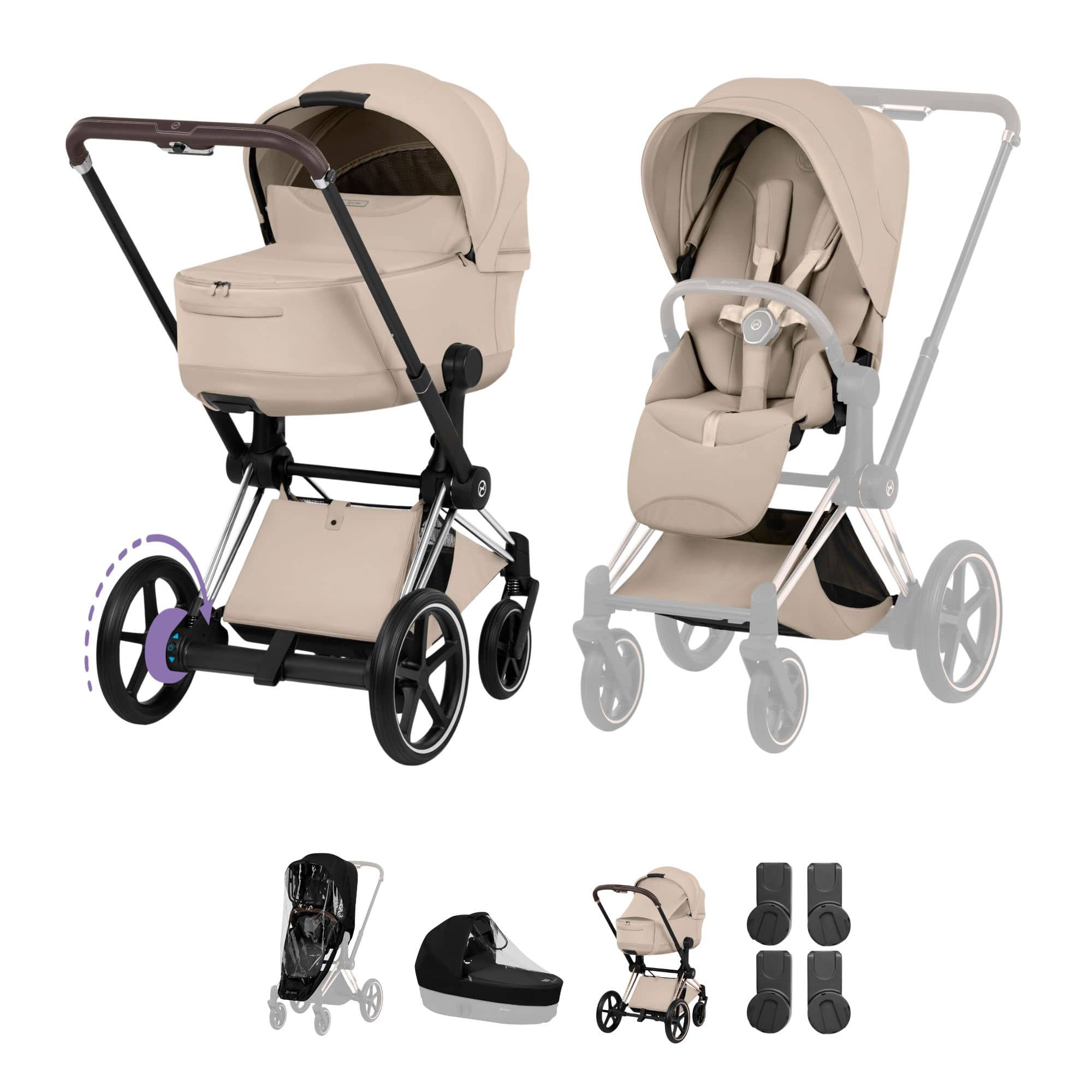 Cybex ePriam Pushchair Set - Style Collection in Cozy Beige Baby Prams 21827-CB-COZ-BEI 4063846551040