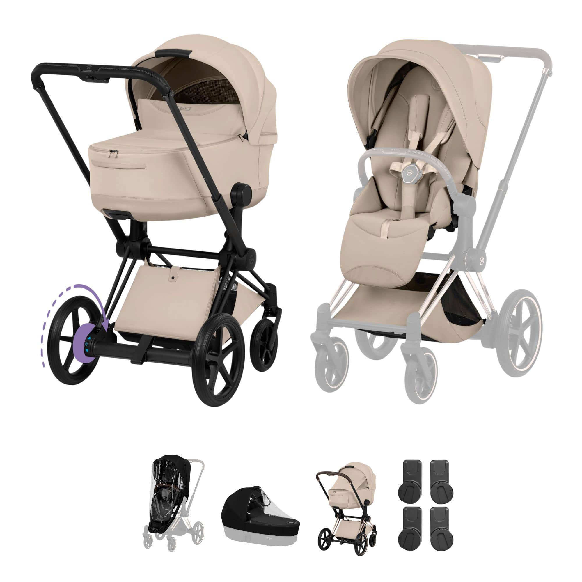 Cybex ePriam Pushchair Set - Style Collection in Cozy Beige Baby Prams 21827-MB-COZ-BEI 4063846551040
