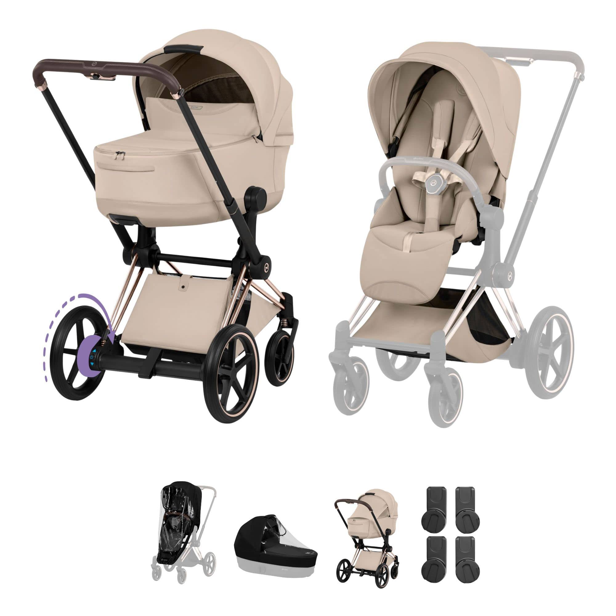 Cybex ePriam Pushchair Set - Style Collection in Cozy Beige Baby Prams 21827-RG-COZ-BEI 4063846551040