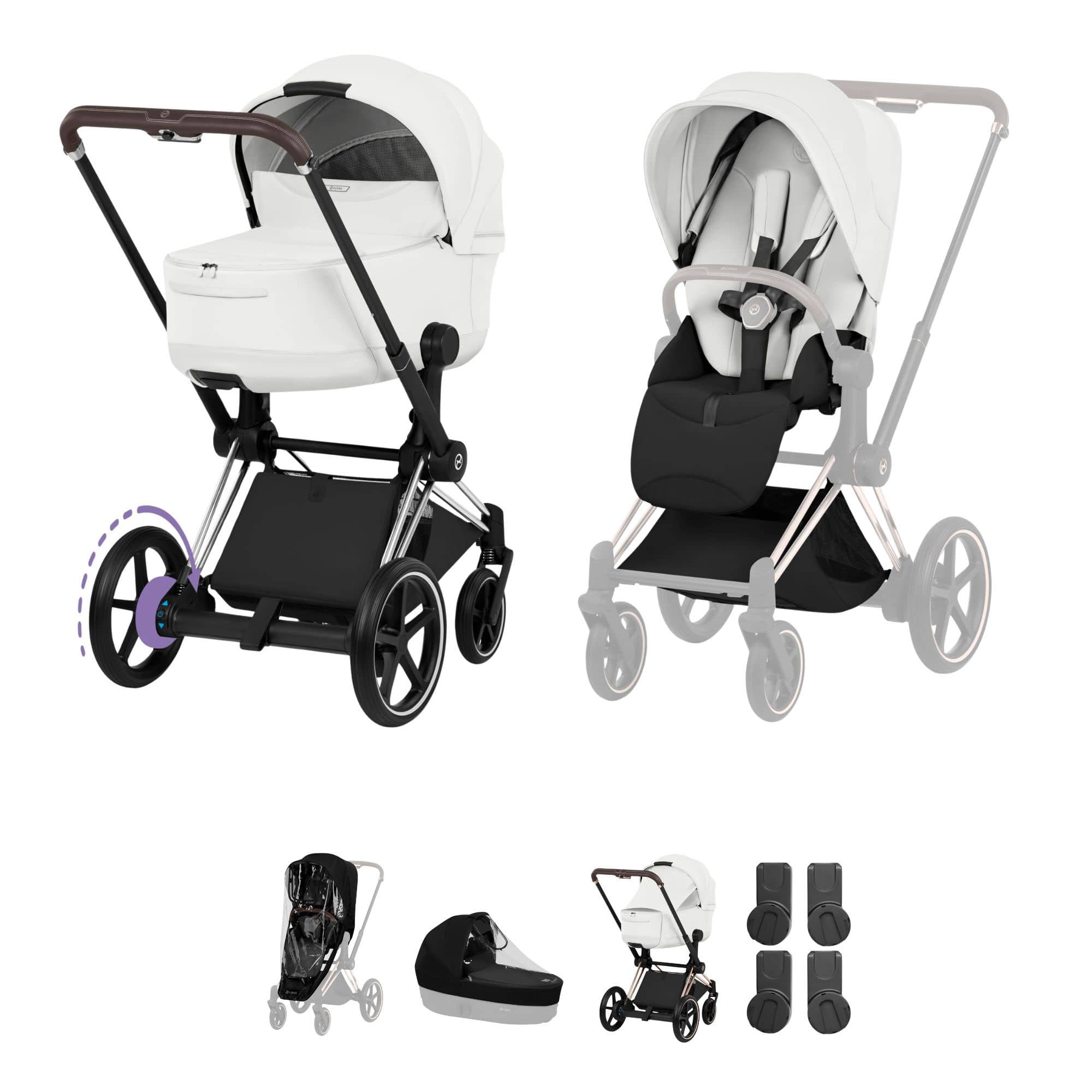 Cybex ePriam Pushchair Set - Style Collection in Off White Baby Prams 21827-CB-OFF-WHT 4063846551224