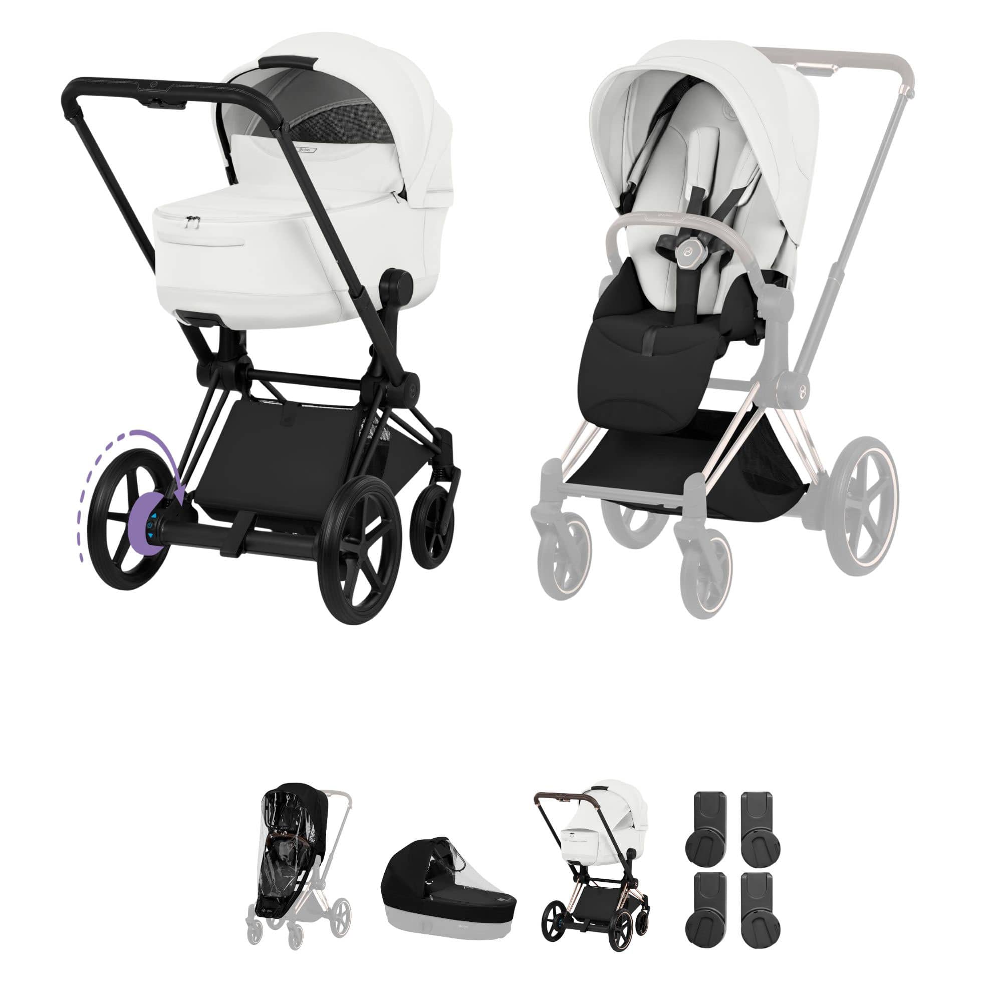 Cybex ePriam Pushchair Set - Style Collection in Off White Baby Prams 21827-MB-OFF-WHT 4063846551224