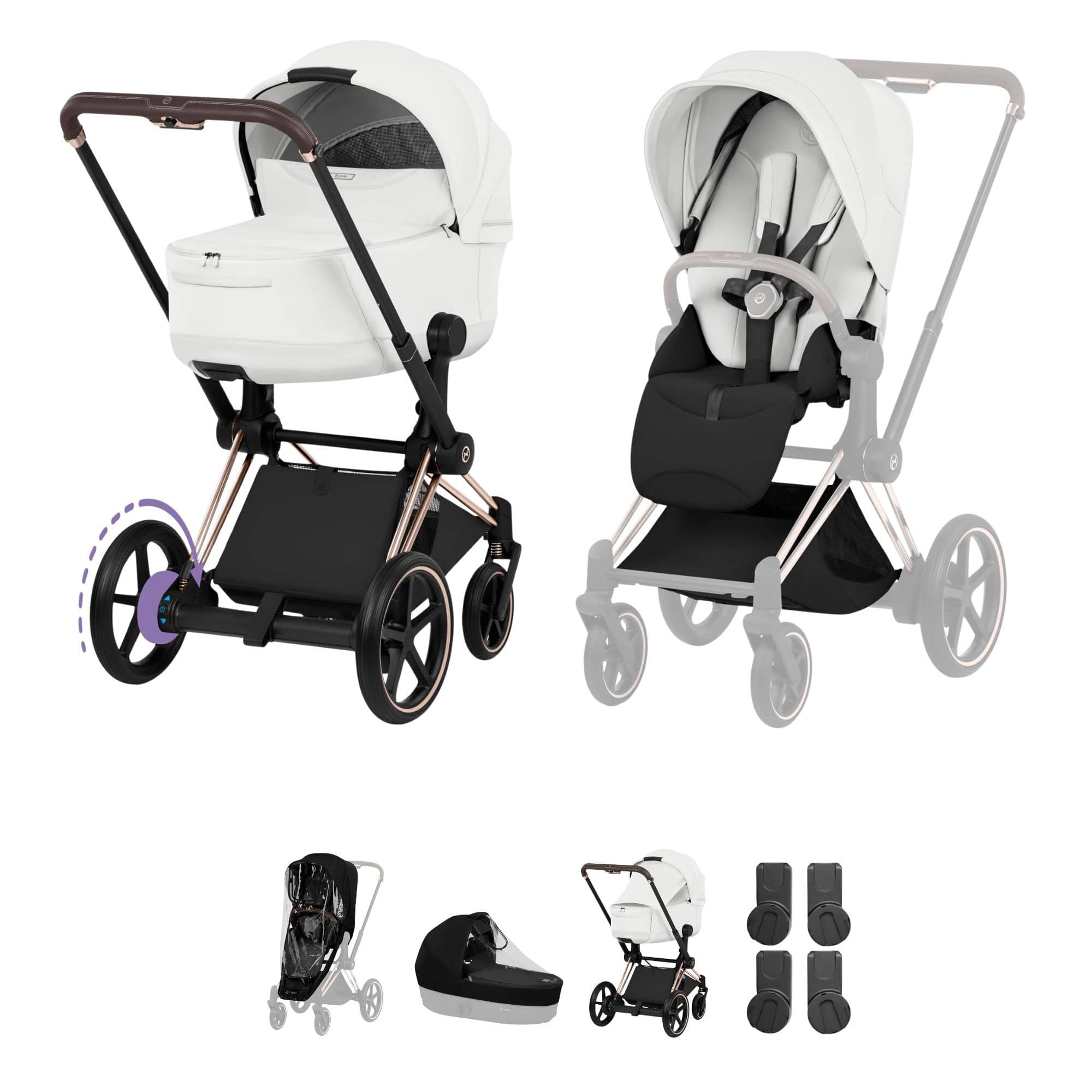 Cybex ePriam Pushchair Set - Style Collection in Off White Baby Prams 21827-RG-OFF-WHT 4063846551224