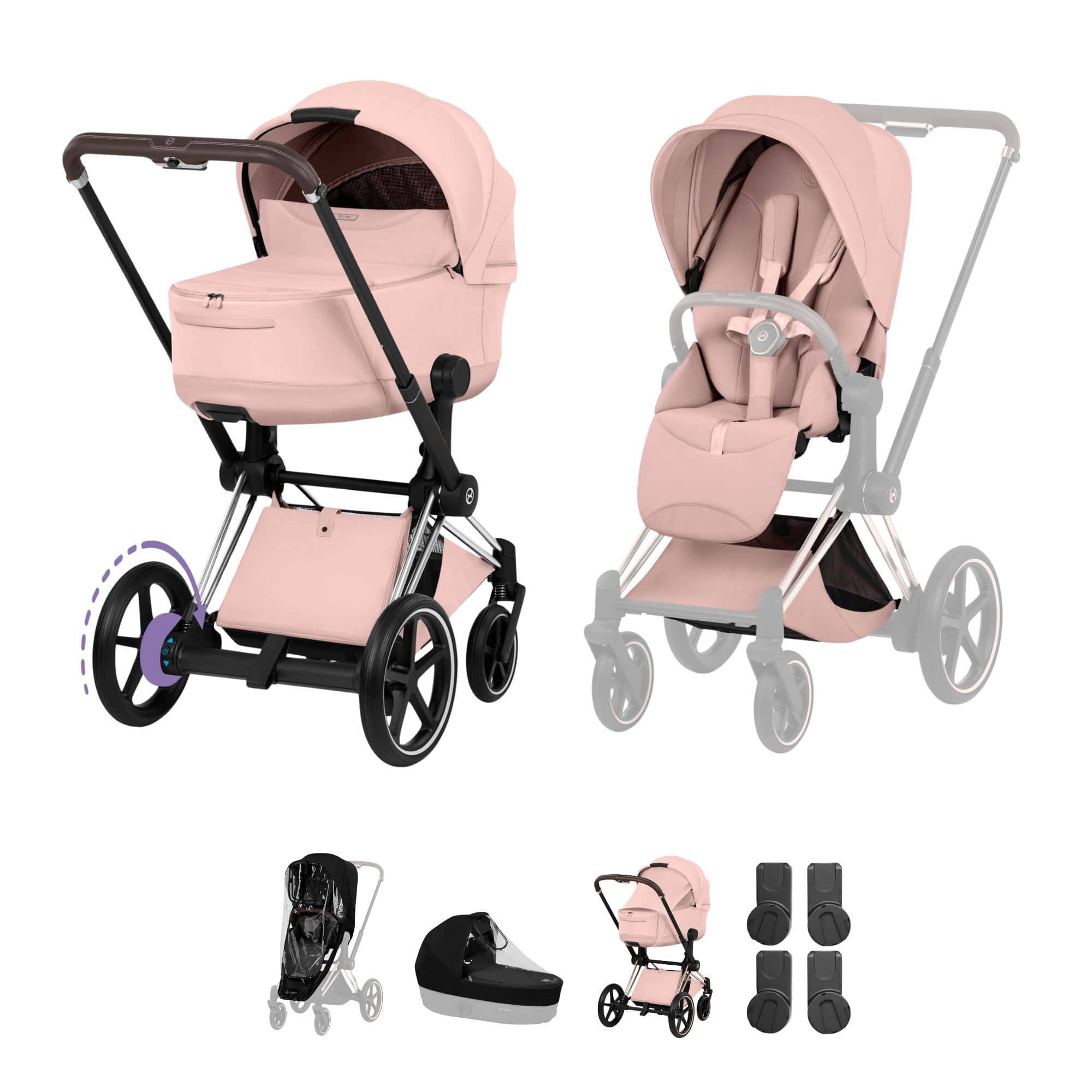 Cybex ePriam Pushchair Set - Style Collection in Peach Pink Baby Prams