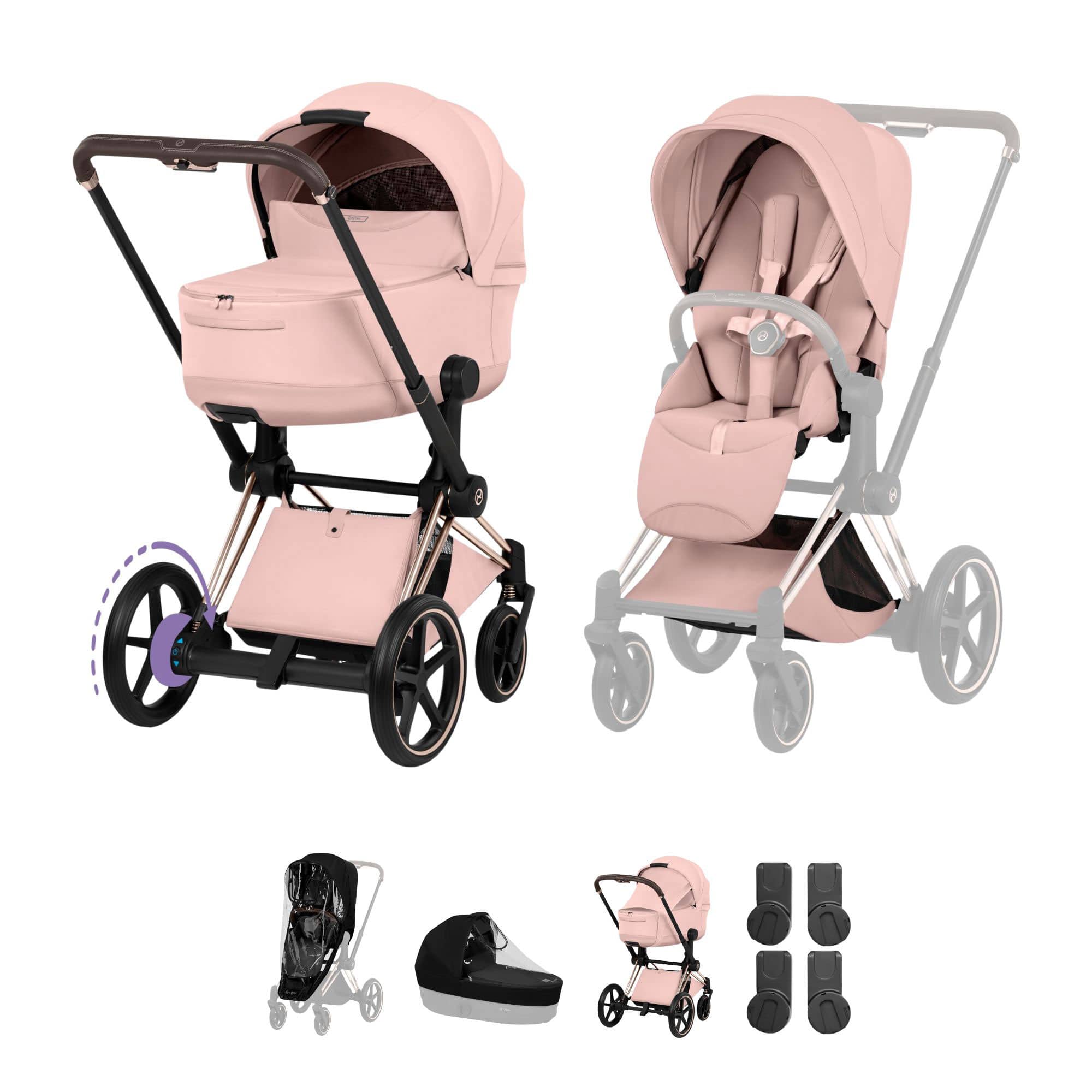 Cybex ePriam Pushchair Set - Style Collection in Peach Pink Baby Prams