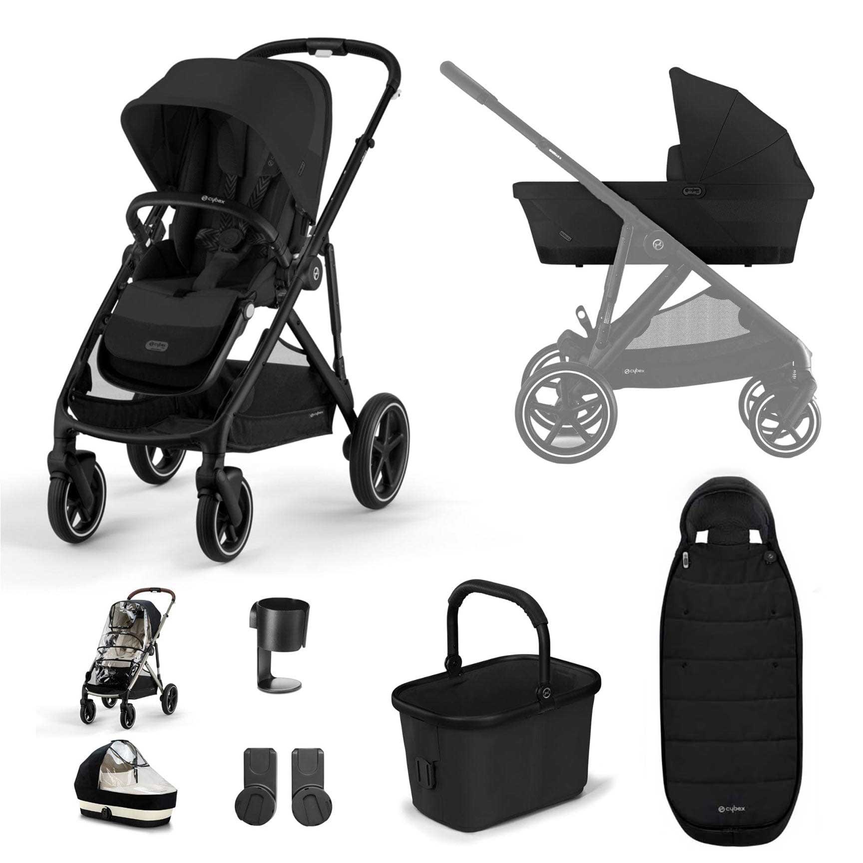 Cybex Gazelle S Essential Bundle in Black/Moon Black Baby Prams 14661-BLK-MOO-BLK 4063846324859