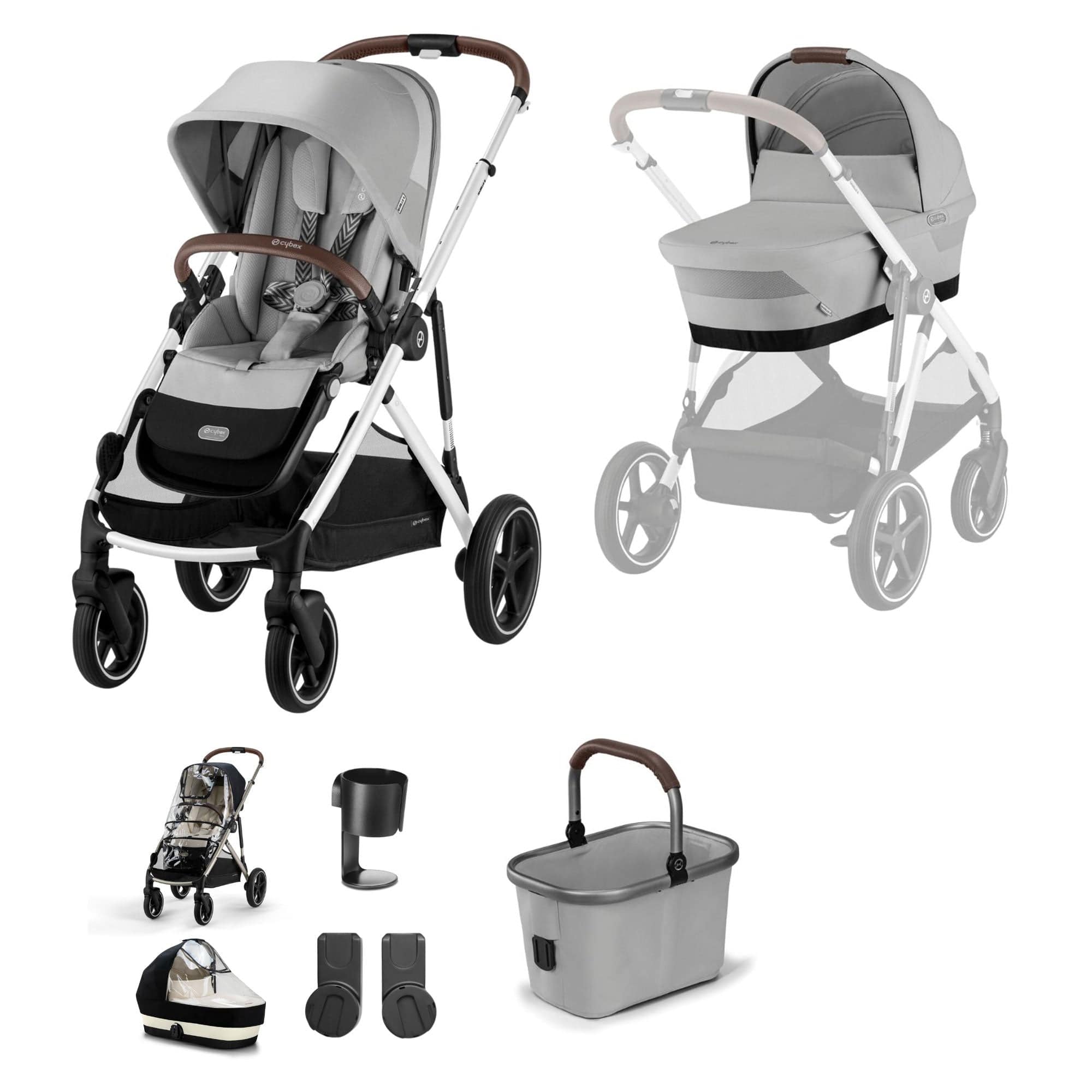 Cybex Gazelle S Essential Bundle in Silver/Stone Grey Baby Prams 18471-STO-GRY 4063846478071