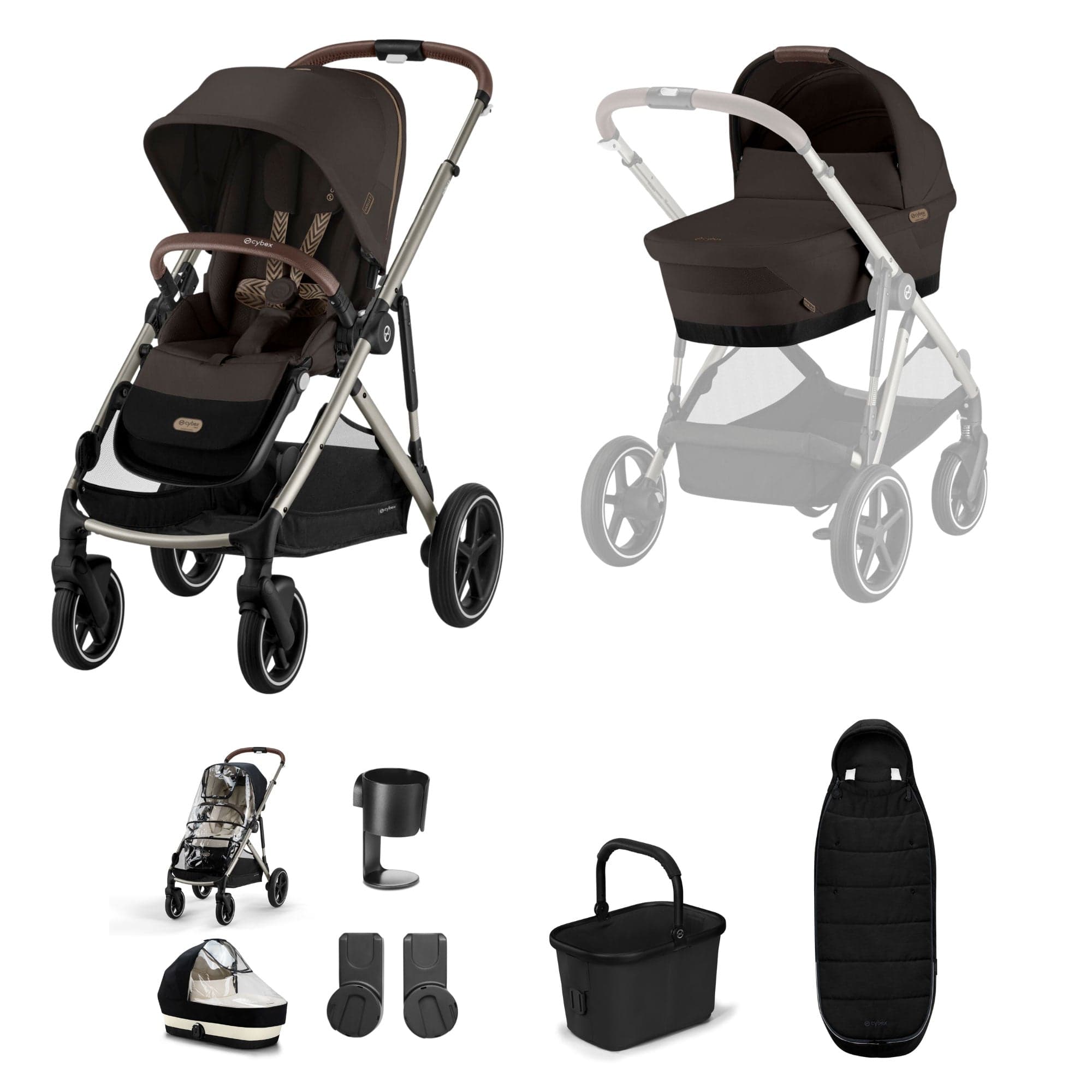 Cybex Gazelle S Essential Bundle in Taupe/Chocolate Brown Baby Prams 19505-GAZ-ESS-CHB-1