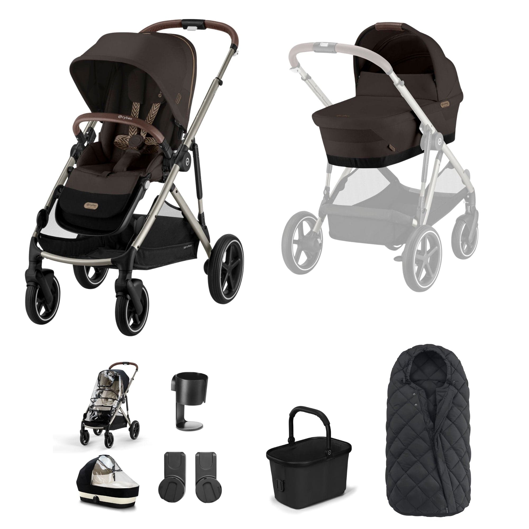 Cybex Gazelle S Essential Bundle in Taupe/Chocolate Brown Baby Prams 19505-GAZ-ESS-CHB-3