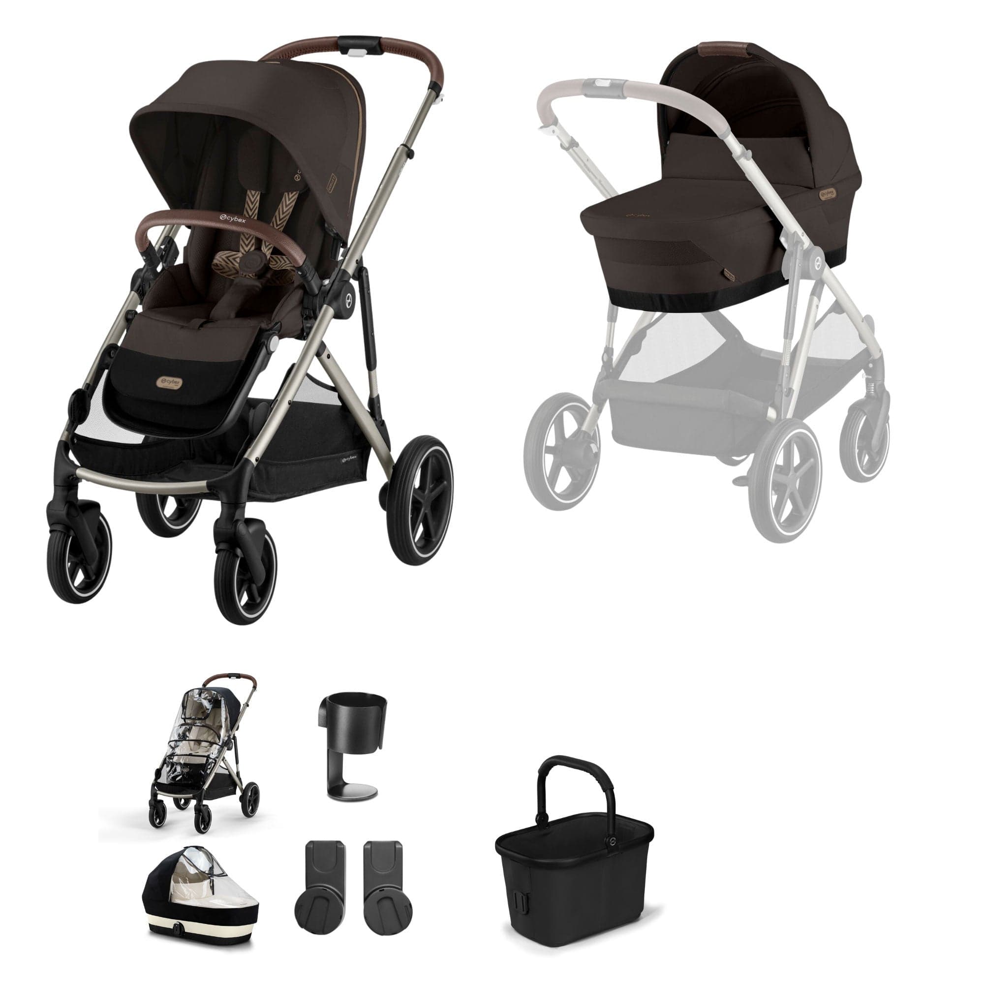 Cybex Gazelle S Essential Bundle in Taupe/Chocolate Brown Baby Prams 19505-GAZ-ESS-CHB-5