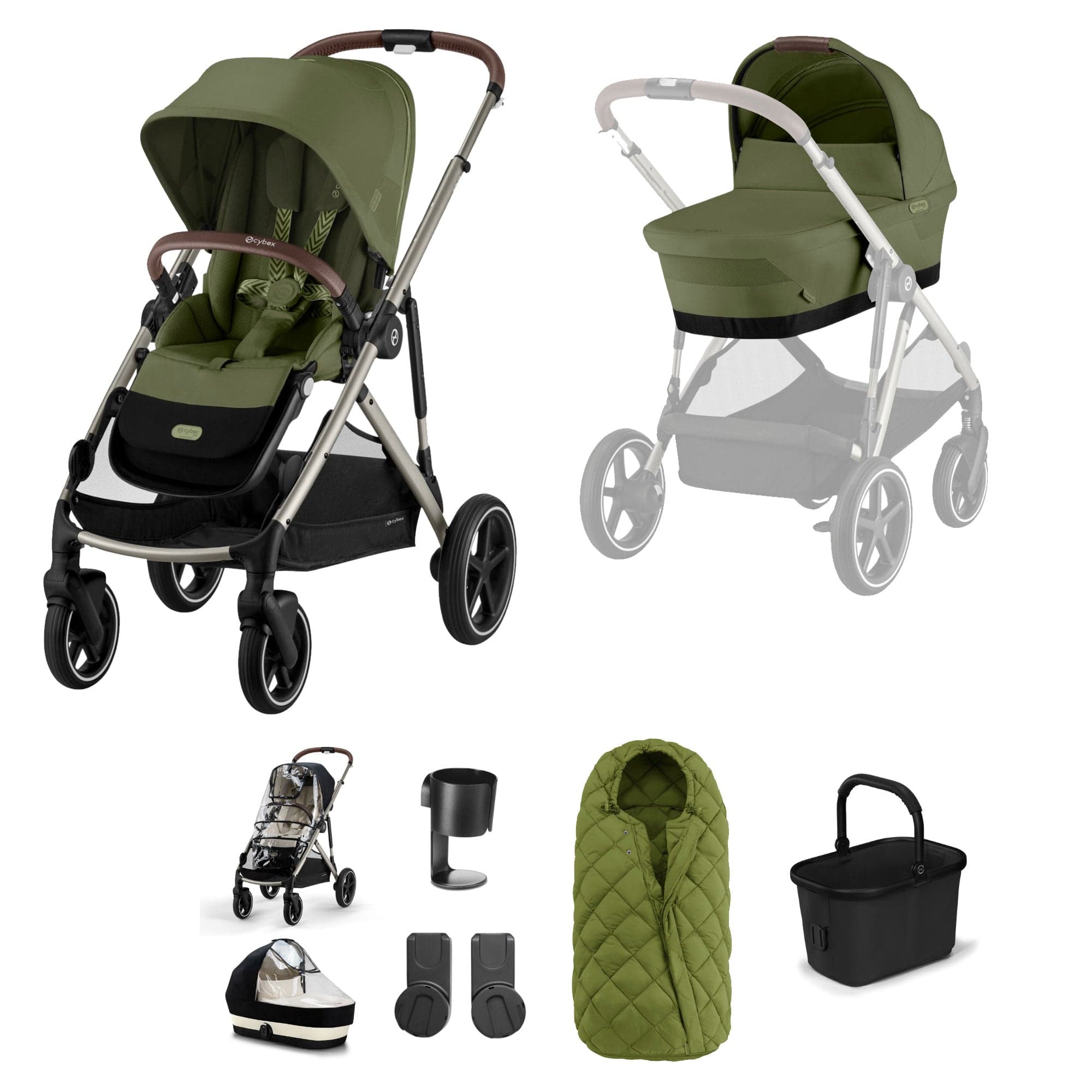 Cybex Gazelle S Essential Bundle in Taupe/Moss Green Baby Prams 19483-GAZ-ESS-MOS-3 4063846511334