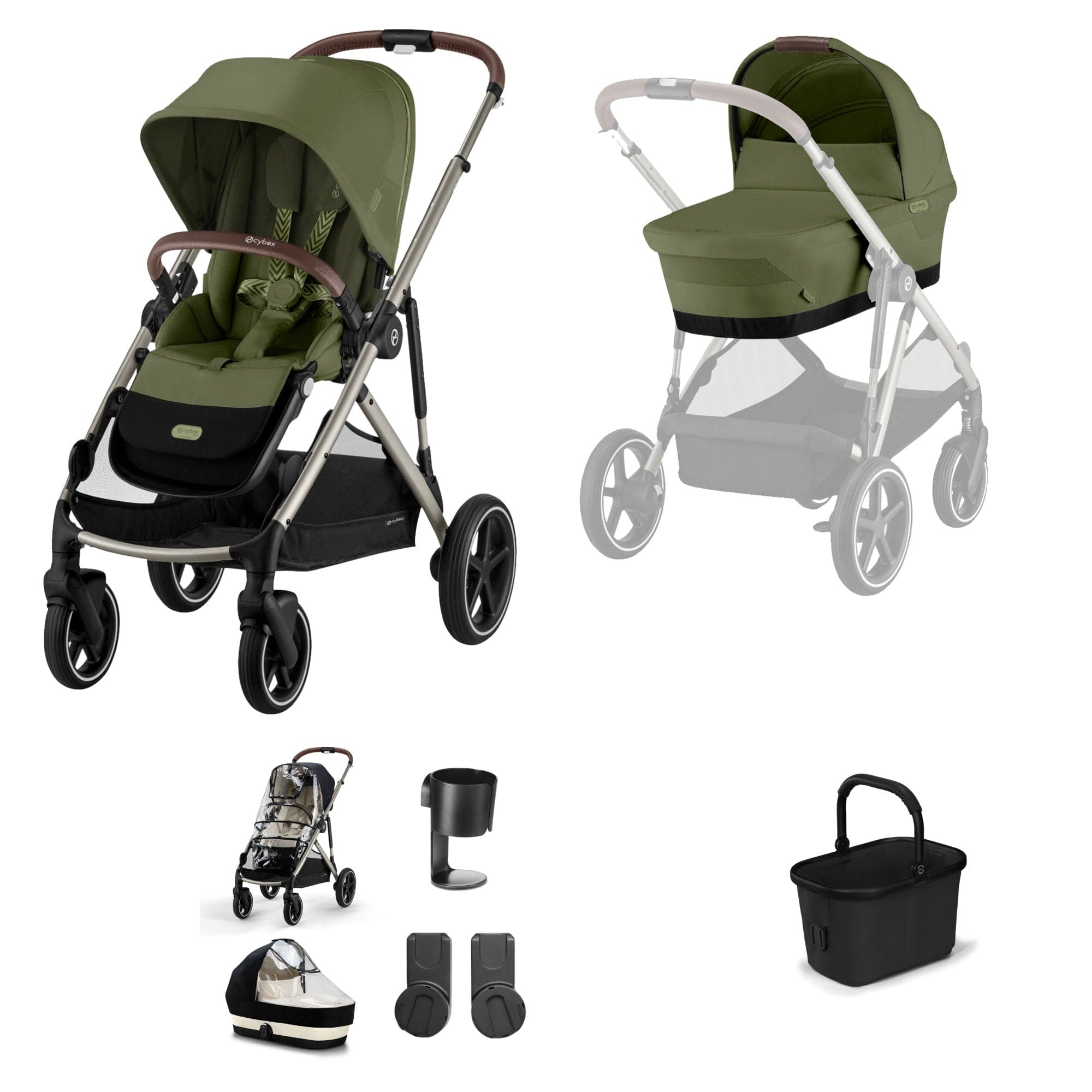 Cybex Gazelle S Essential Bundle in Taupe/Moss Green Baby Prams 19483-GAZ-ESS-MOS-4 4063846511334
