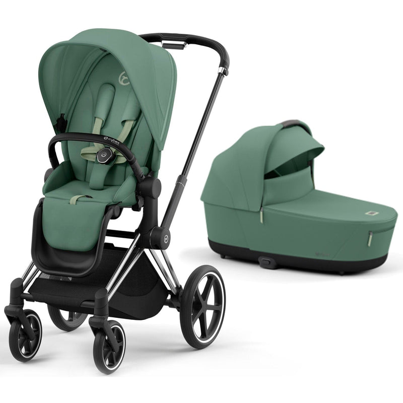 Cybex Priam & Lux Cot (2023) in Leaf GreenDeep Black Baby Prams 13972-CH-BLK-GRN 4063846415694