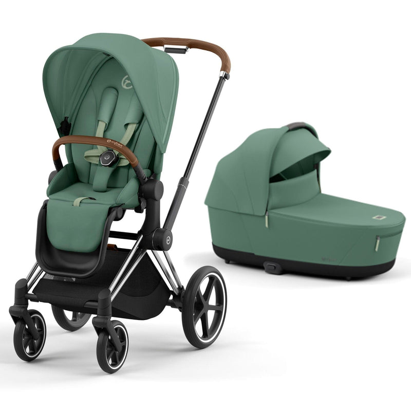 Cybex Priam & Lux Cot (2023) in Leaf GreenDeep Black Baby Prams 13973-CH-BRN-GRN 4063846415694