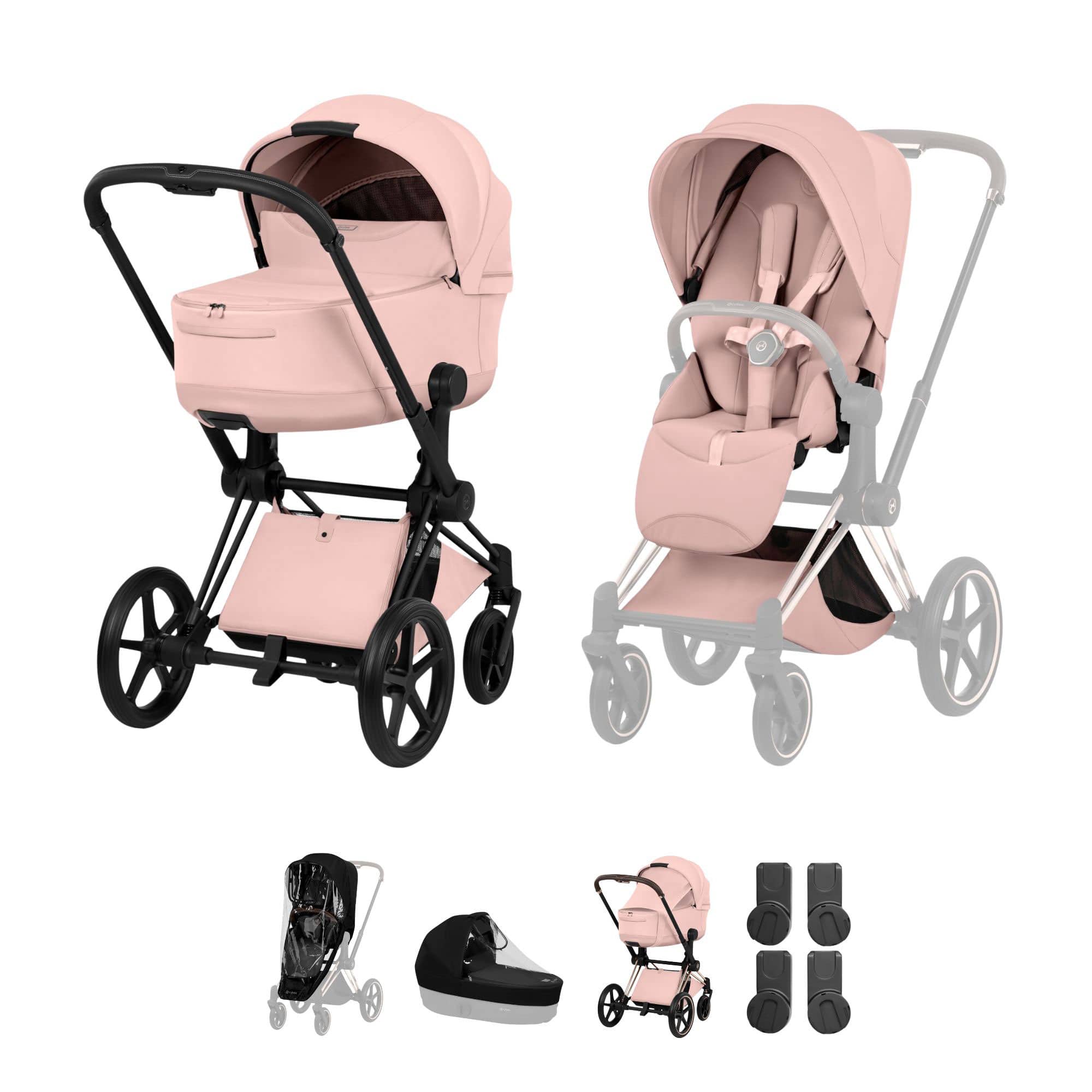 Cybex Priam Pushchair Set - Style Collection in Peach Pink Baby Prams 21812-MB-PEA-PNK 4063846551286