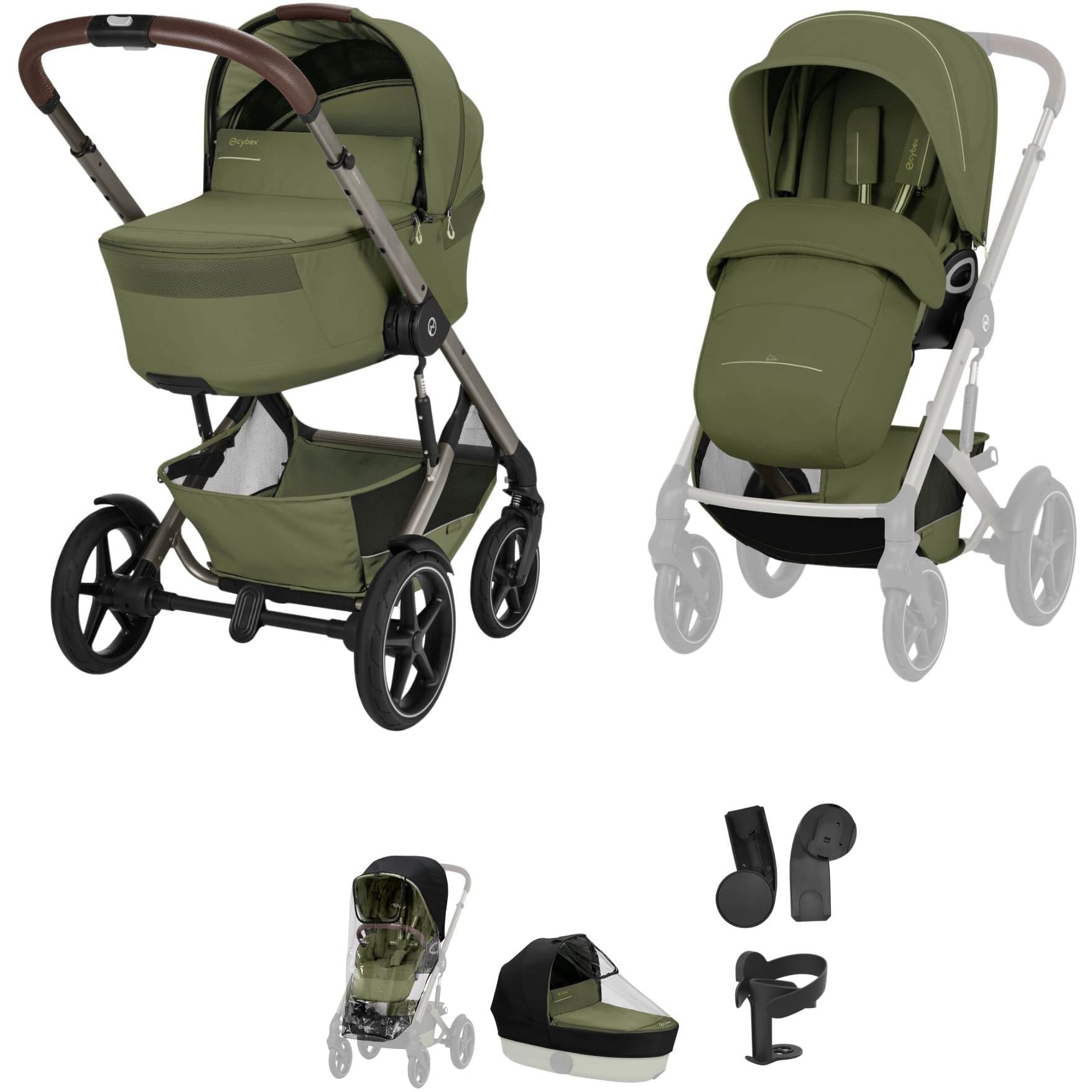 Cybex Talos Foldable Carrycot Accessory Bundle in Moss Green Baby Prams TAL-ACC-GRN-1 4063846592074