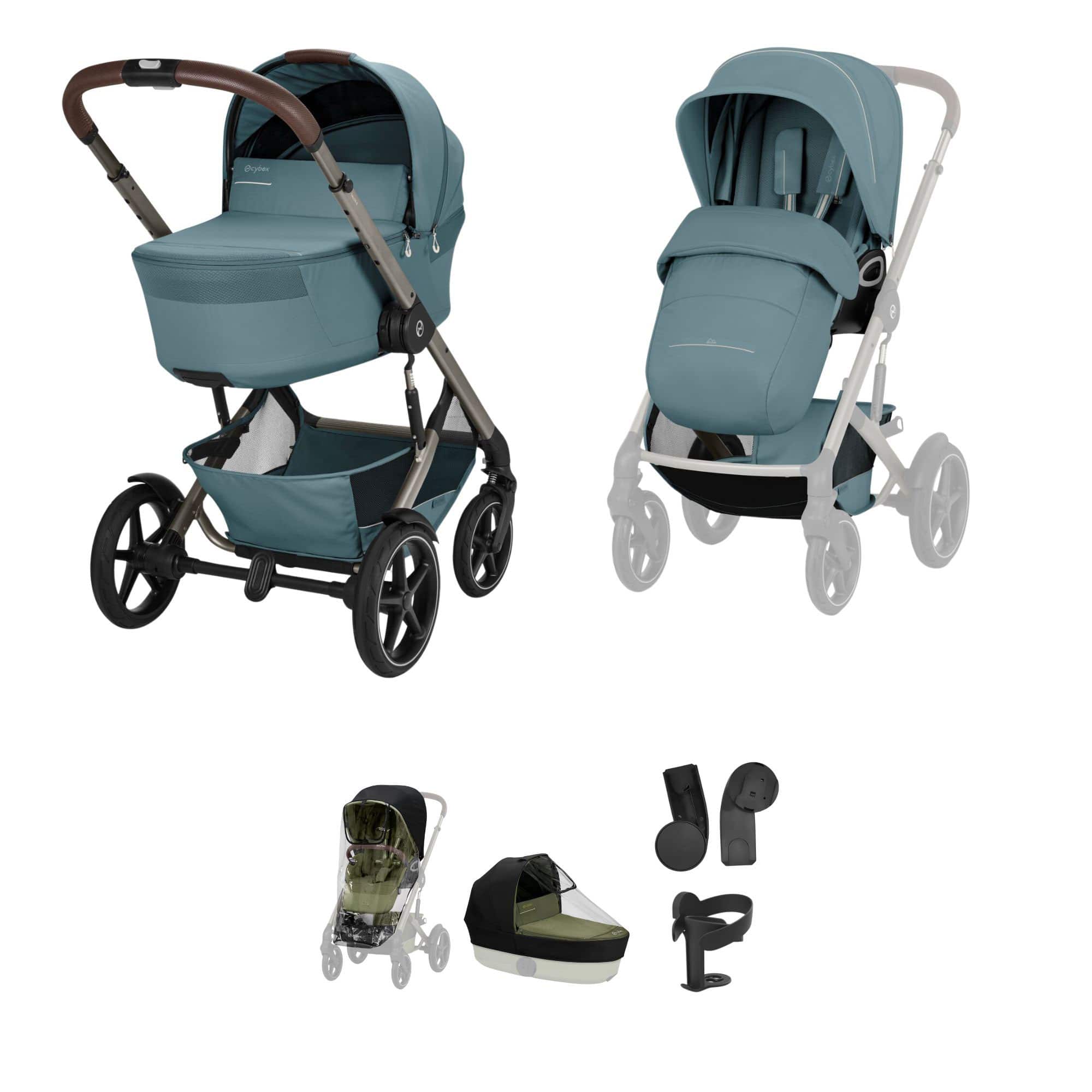 Cybex Talos Foldable Carrycot Accessory Bundle in Stormy Blue Baby Prams TAL-ACC-BLU-1 4063846592012